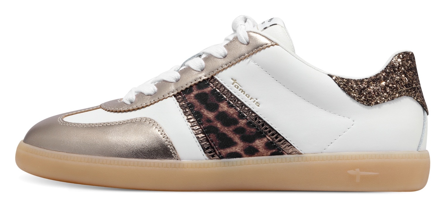 Tamaris Baskets à plateforme  , Freizeitschuh, Halbschuh, Schnürschuh mit Glitter an der Ferse