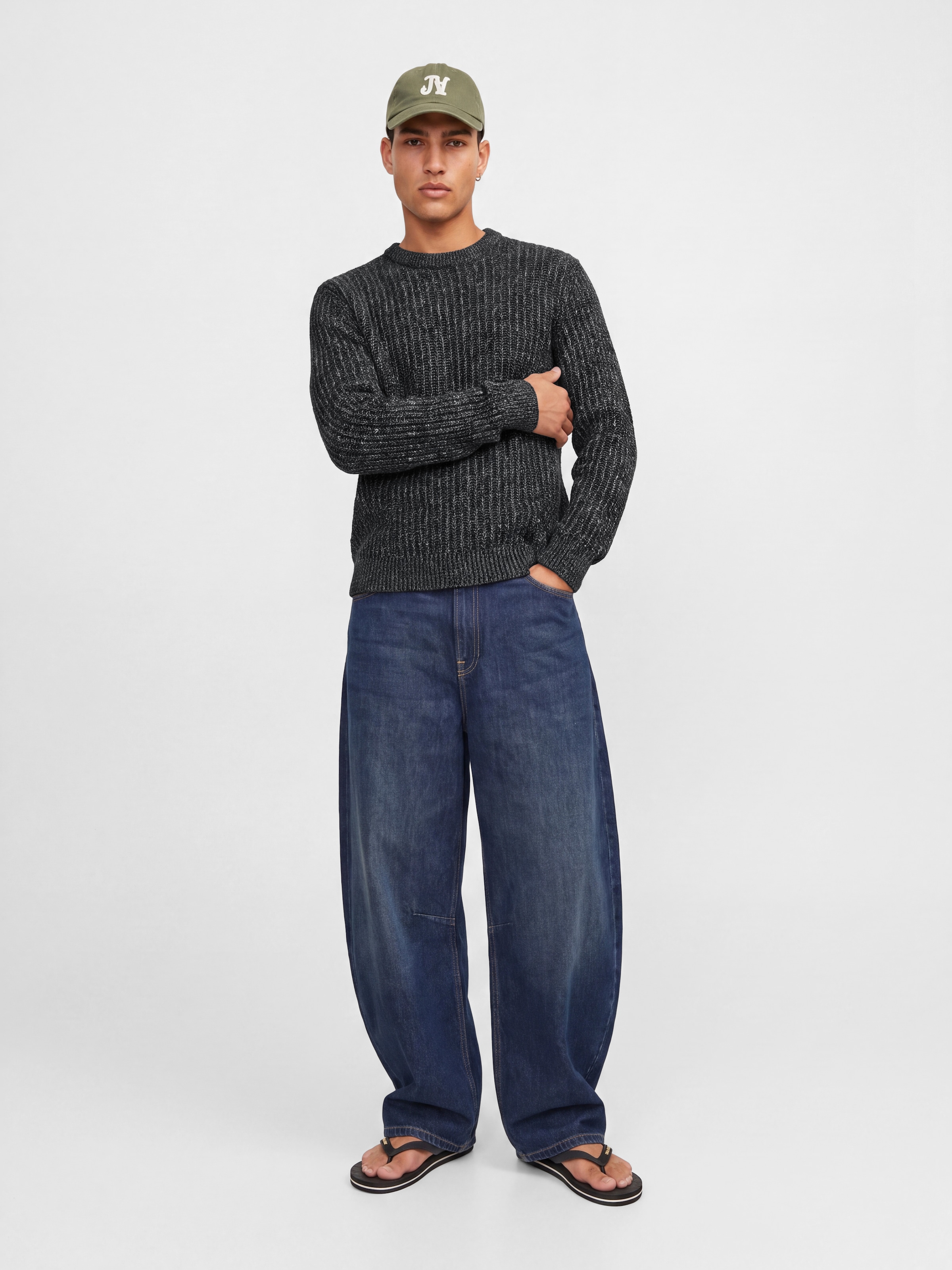 Jack & Jones Rundhalspullover »JJJAXON KNIT CREW NECK« Materialmix, normal geschnitten