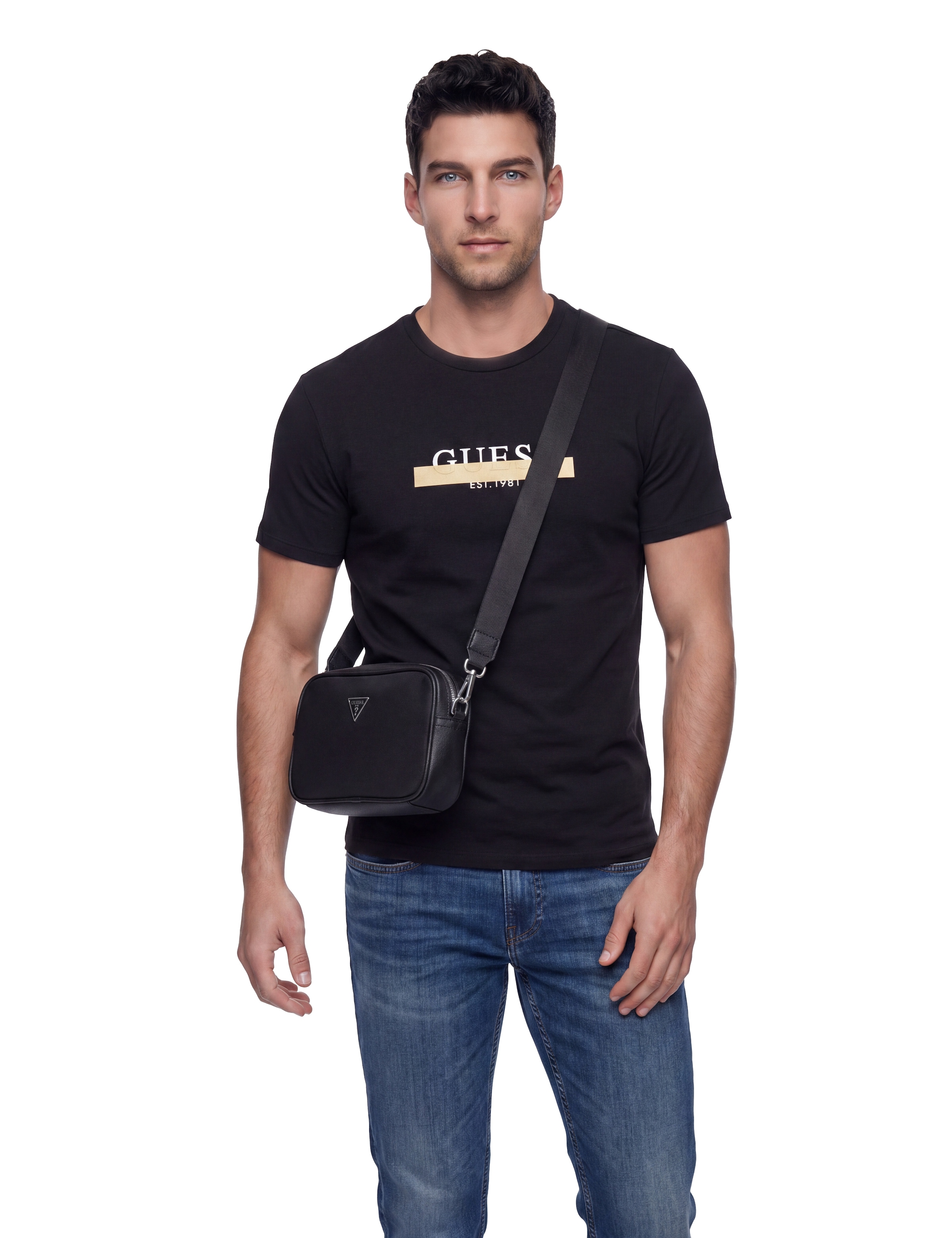 Guess Kameratasche »MILANO CAMERA BAG S« Herren Umhängetasche, Mini Bag mit abnehmbarem Umhängeriemen