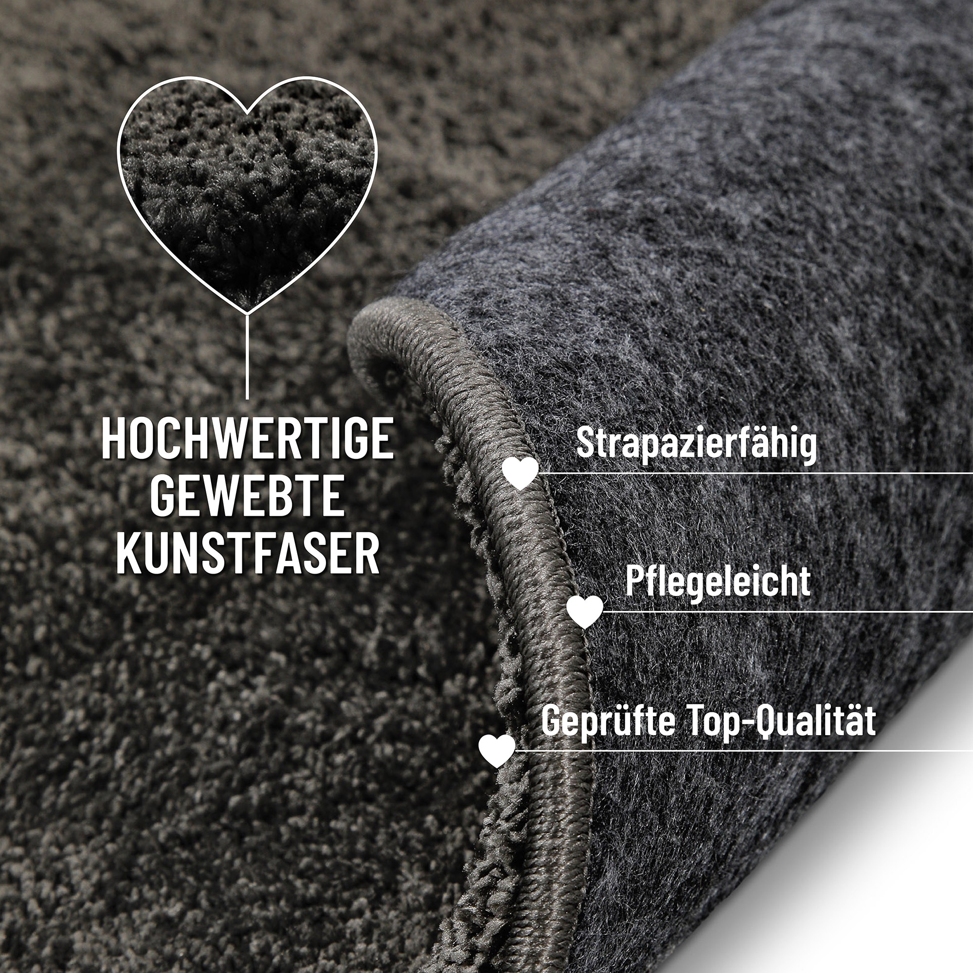Wecon home Basics Tapis à poils longs »Nova« Rond 25 mm Höhe Shaggy, gewebt, robust, Wohnzimmer, Schlafzimmer