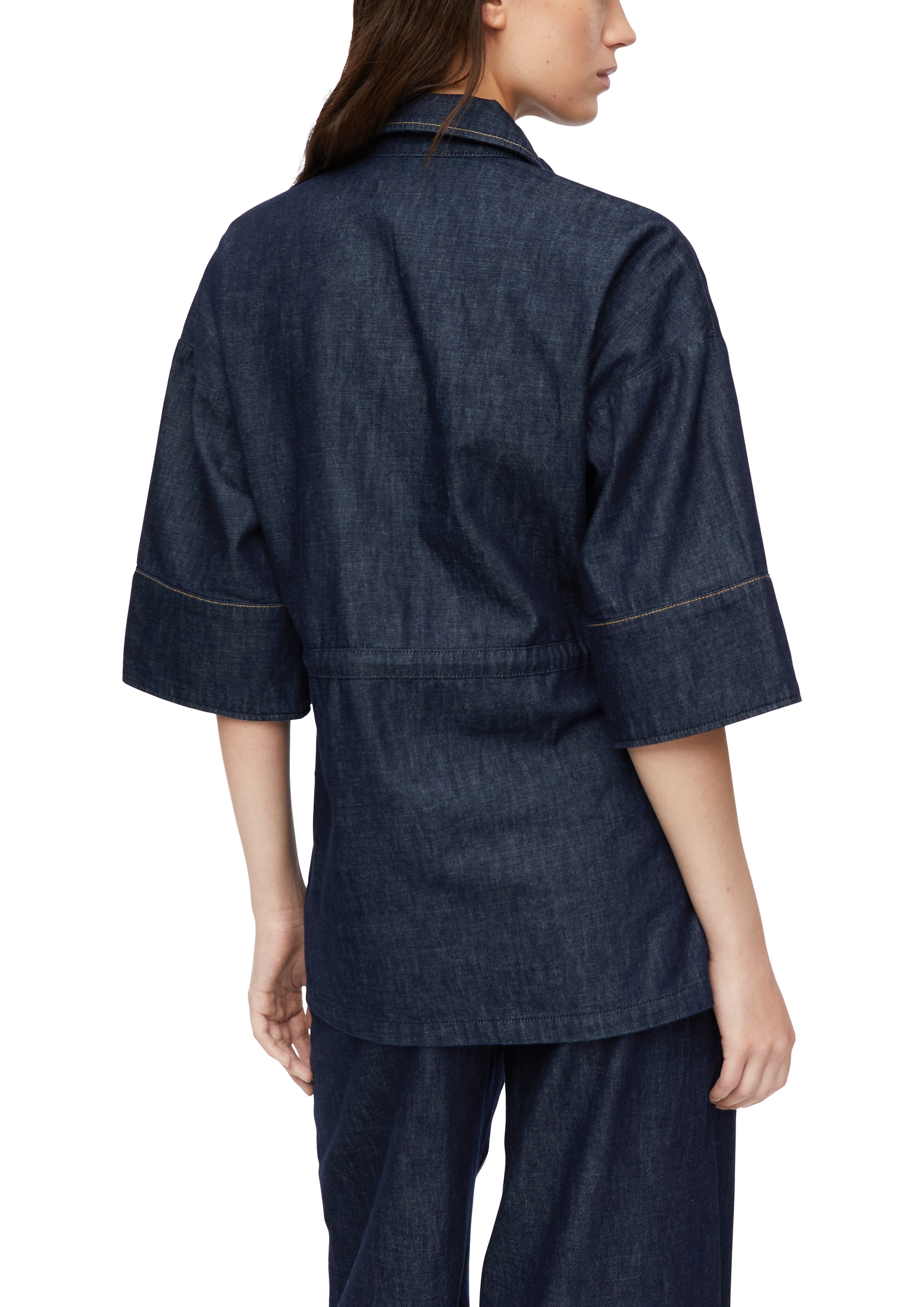 Comma Blouse en jean avec ceinture à nouer