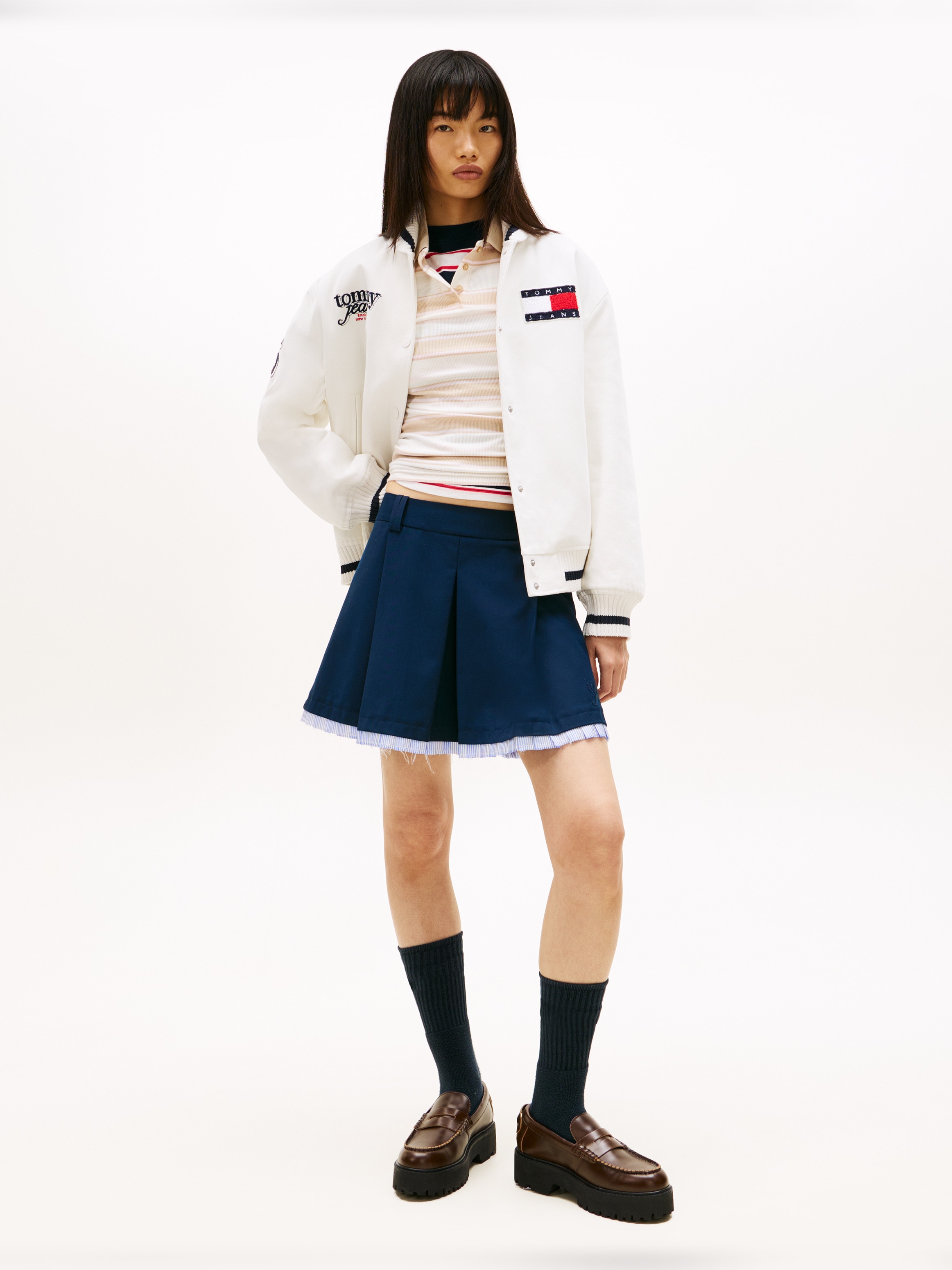 Tommy Jeans A-Linien-Rock »TJW VARSITY PLEATED MINI SKIRT« mit den klassischen Falten