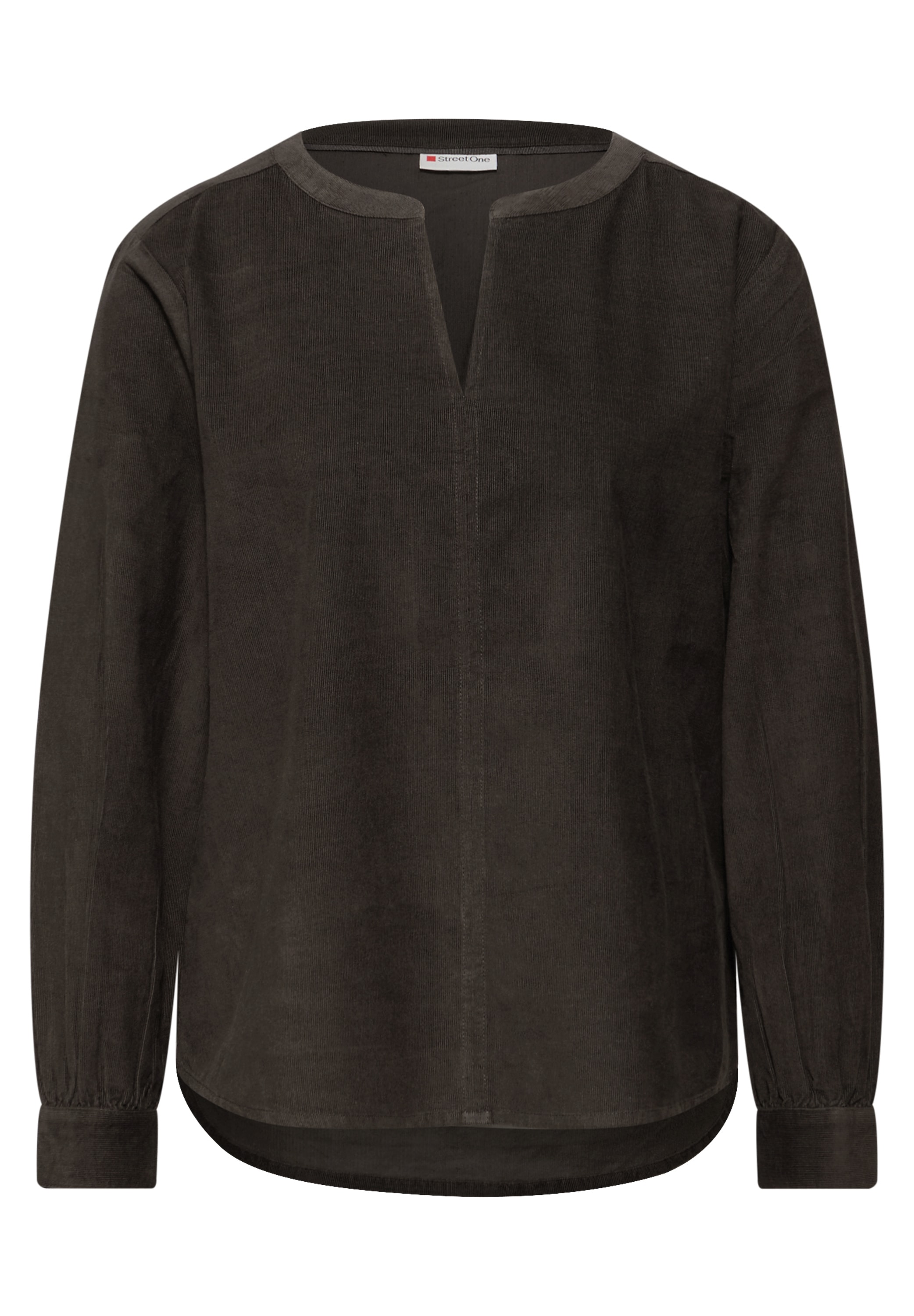 STREET ONE Langarmbluse mit geschlitztem Rundhalsausschnitt