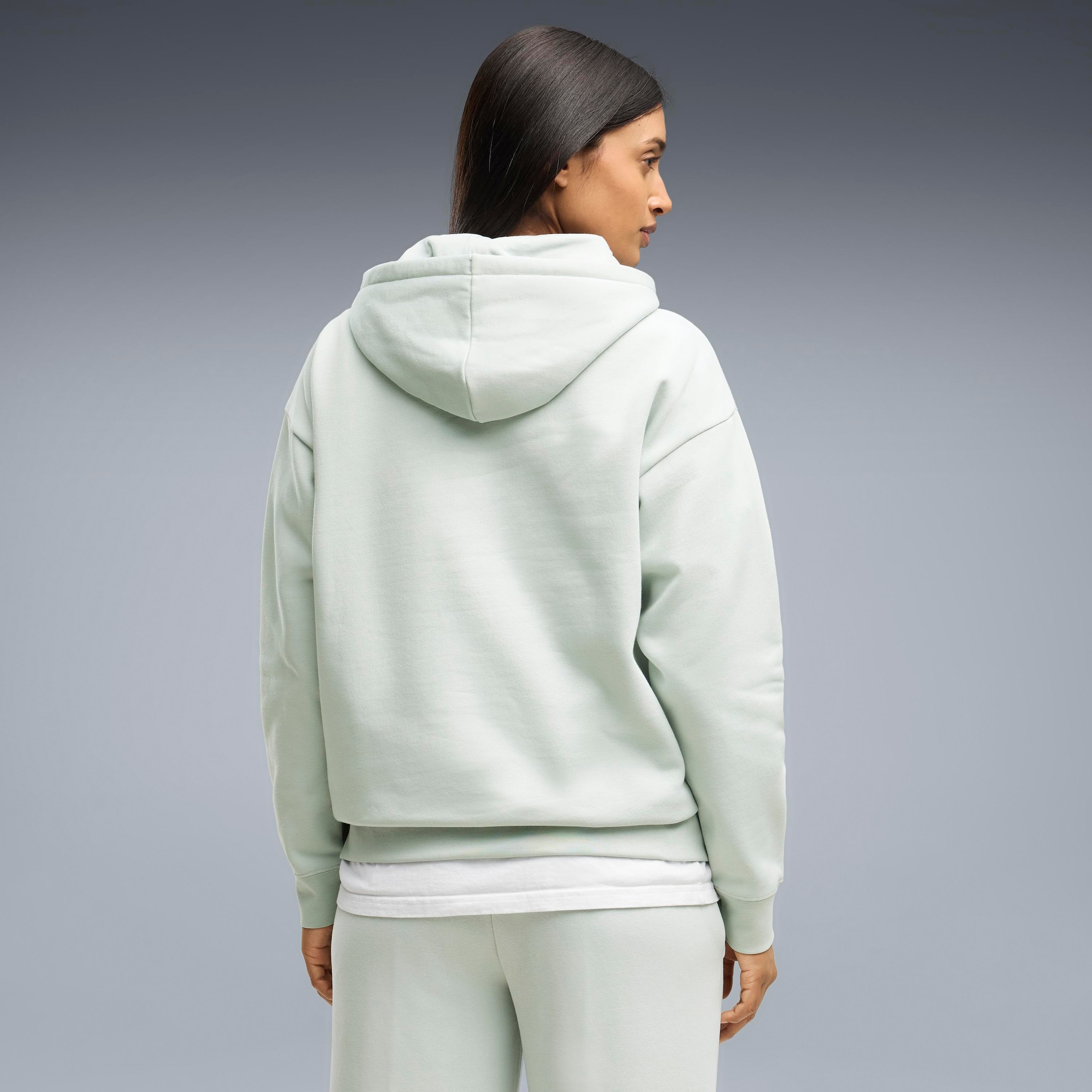 PUMA Sweat à capuche »ESS CENTERED CAT LOGO RELAXED HOODIE FL«, avec capuche, bord-côte aux manches
