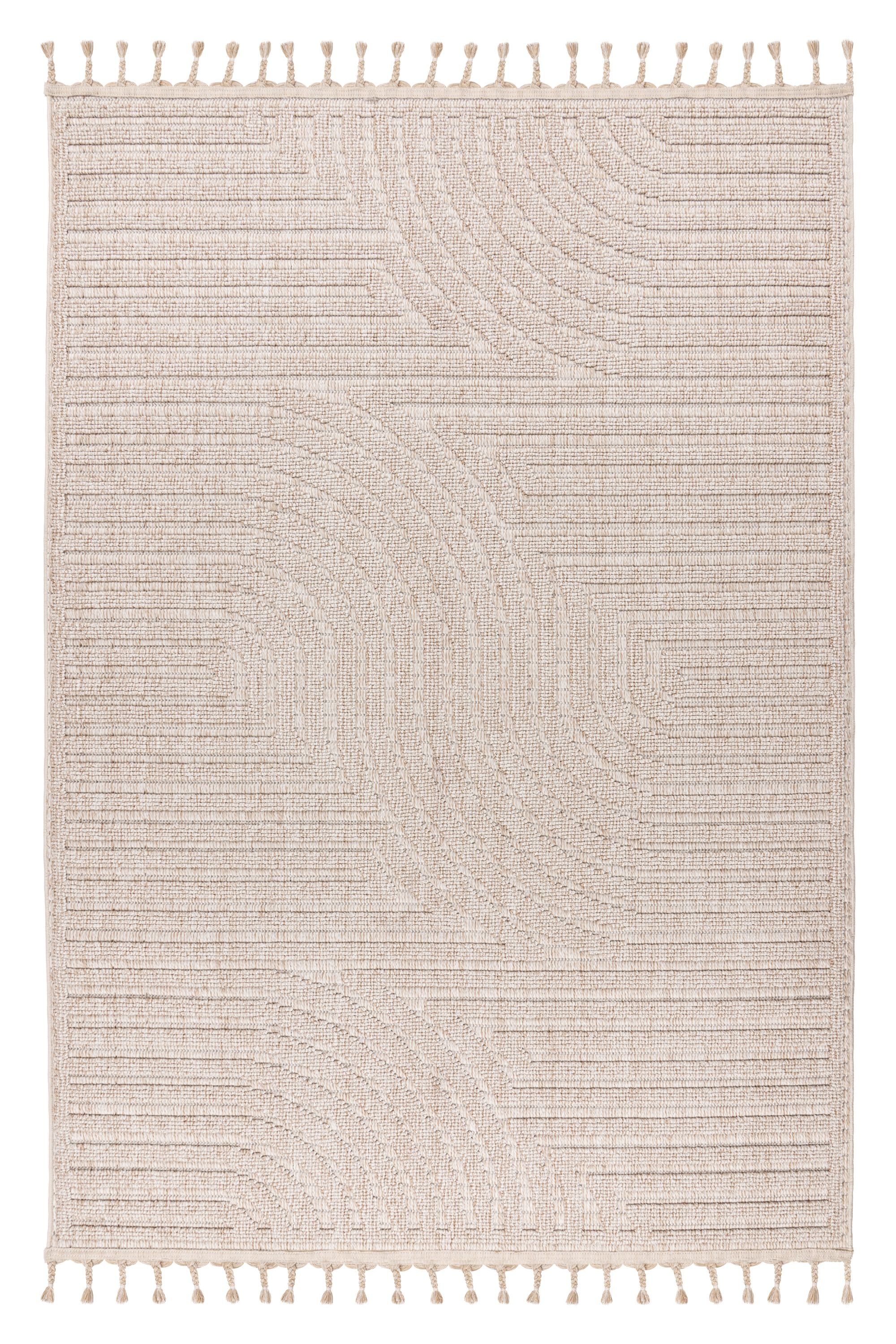 Kayoom Tapis »Reef 225« Rectangulaire 9 mm Höhe Kurzflor, Struktur, mit Fransen, Wohnzimmer