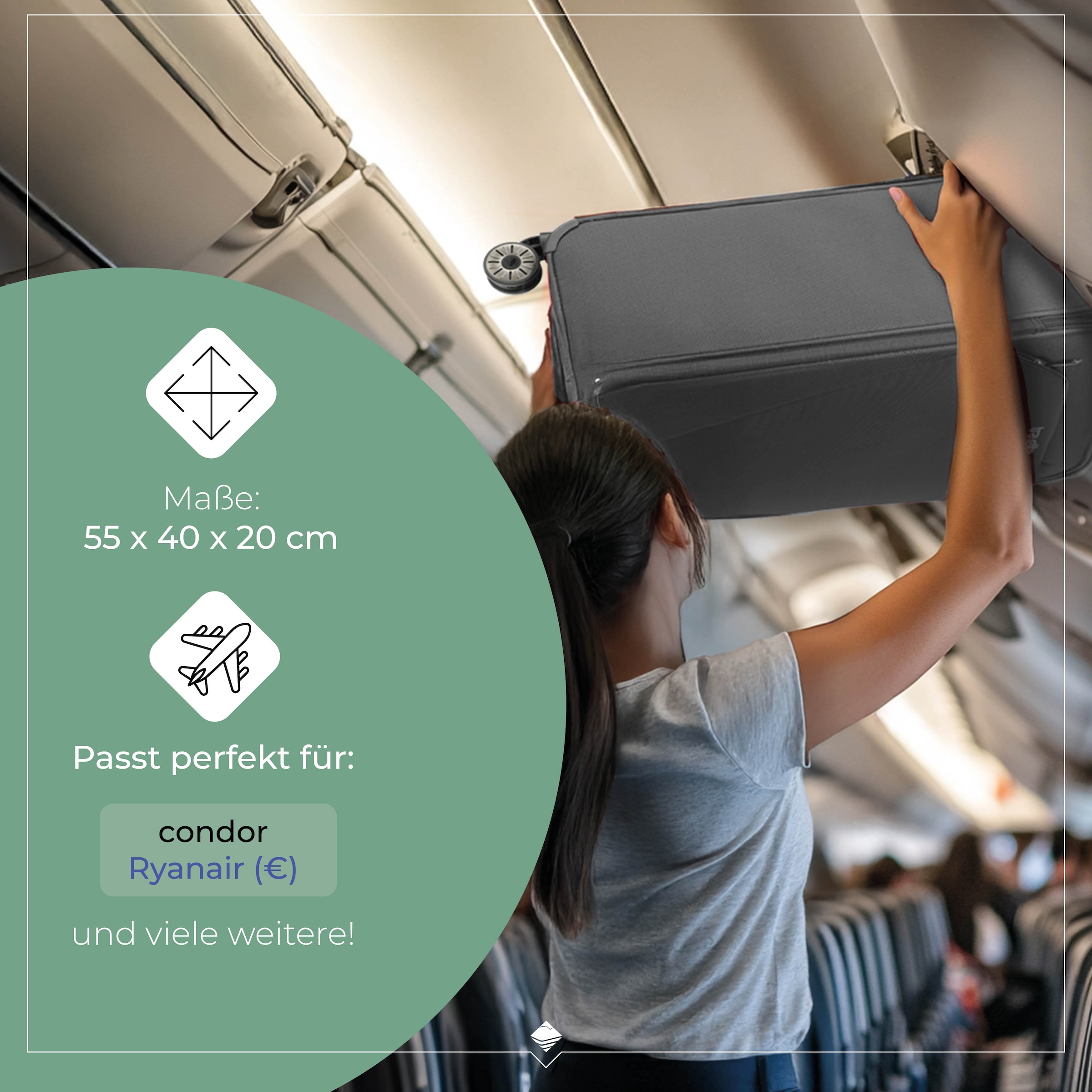 travelite Trolley pour bagages à main »JETPACK Multi Light 4 Cabin, konzipiert für Condor & Ryanair« 37 litre 4 Rollen Valise souple cabine pour la plupart des compagnies aériennes courantes
