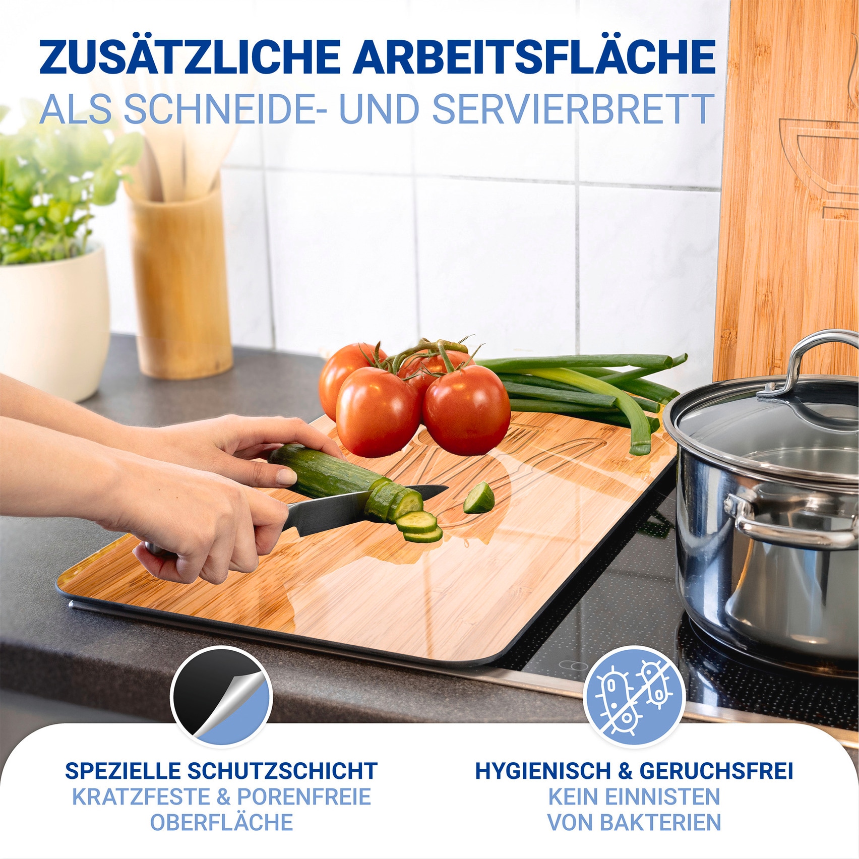 WENKO Herd-Abdeckplatte »Universal Modell Lunch« Herdabdeckung für alle Herdarten, kratzfest, mit rutschfesten Füssen