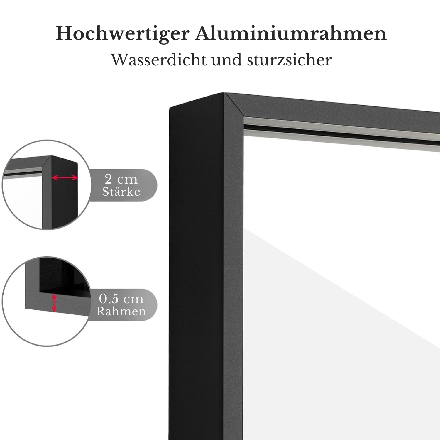 Loevschall Miroir mural »Rechteckige Spiegel mit schwarzem Alurahmen, wendbar, einfache Montage« Spiegel für Schlafzimmer, Wohnzimmer, Garderobe, Flur und Badezimmer