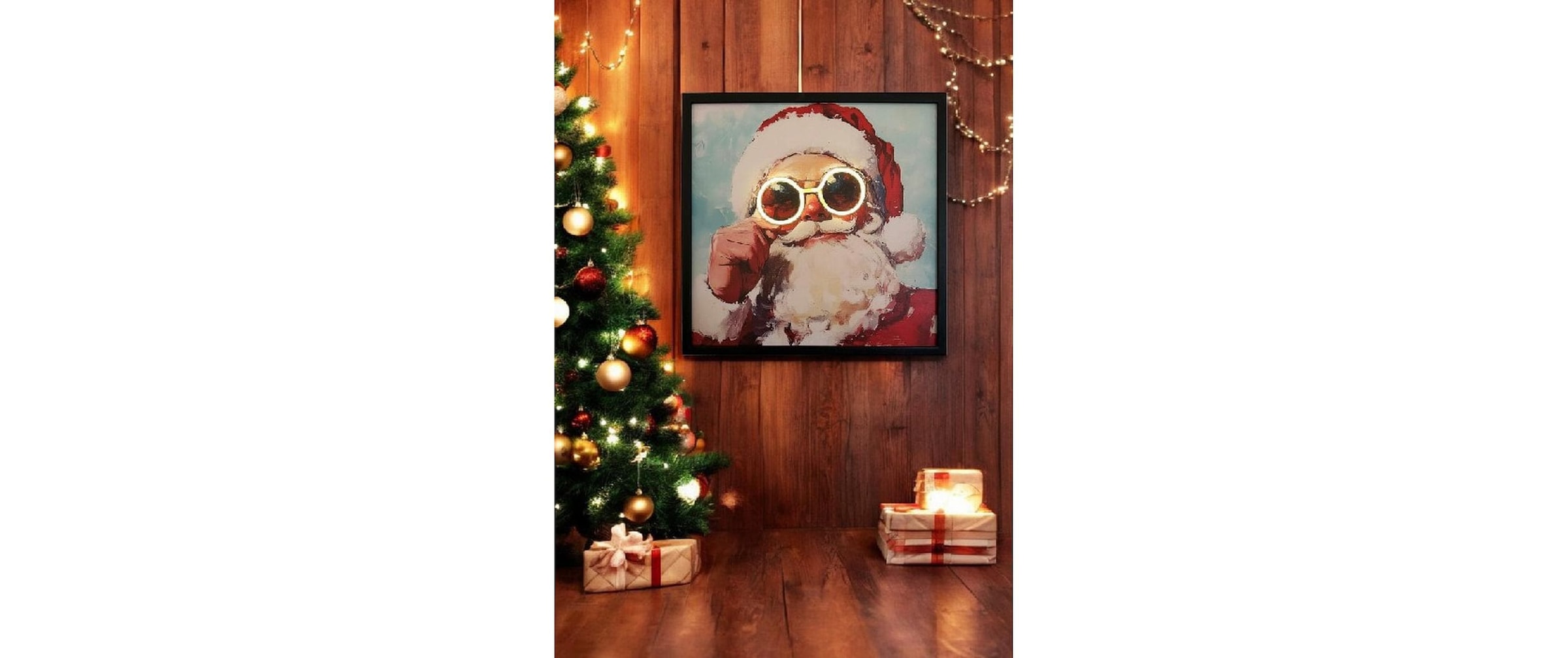   Figurine décorative LED »Bild Santa Neon Brille 46 cm x 46 cm«