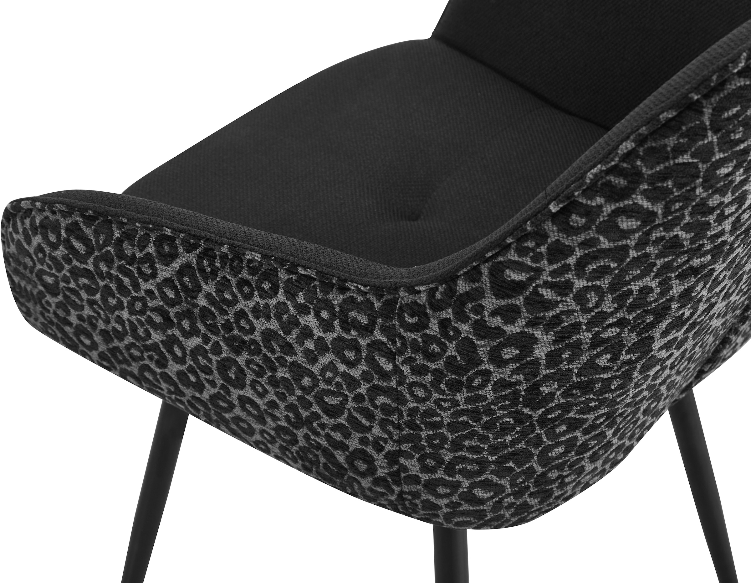 GOODproduct Chaise de salle à manger »Lincoln« (Ensemble) 2 cuismoderner Stuhl mit Leopardenlook, Webstoff und 360°-Drehfunktion