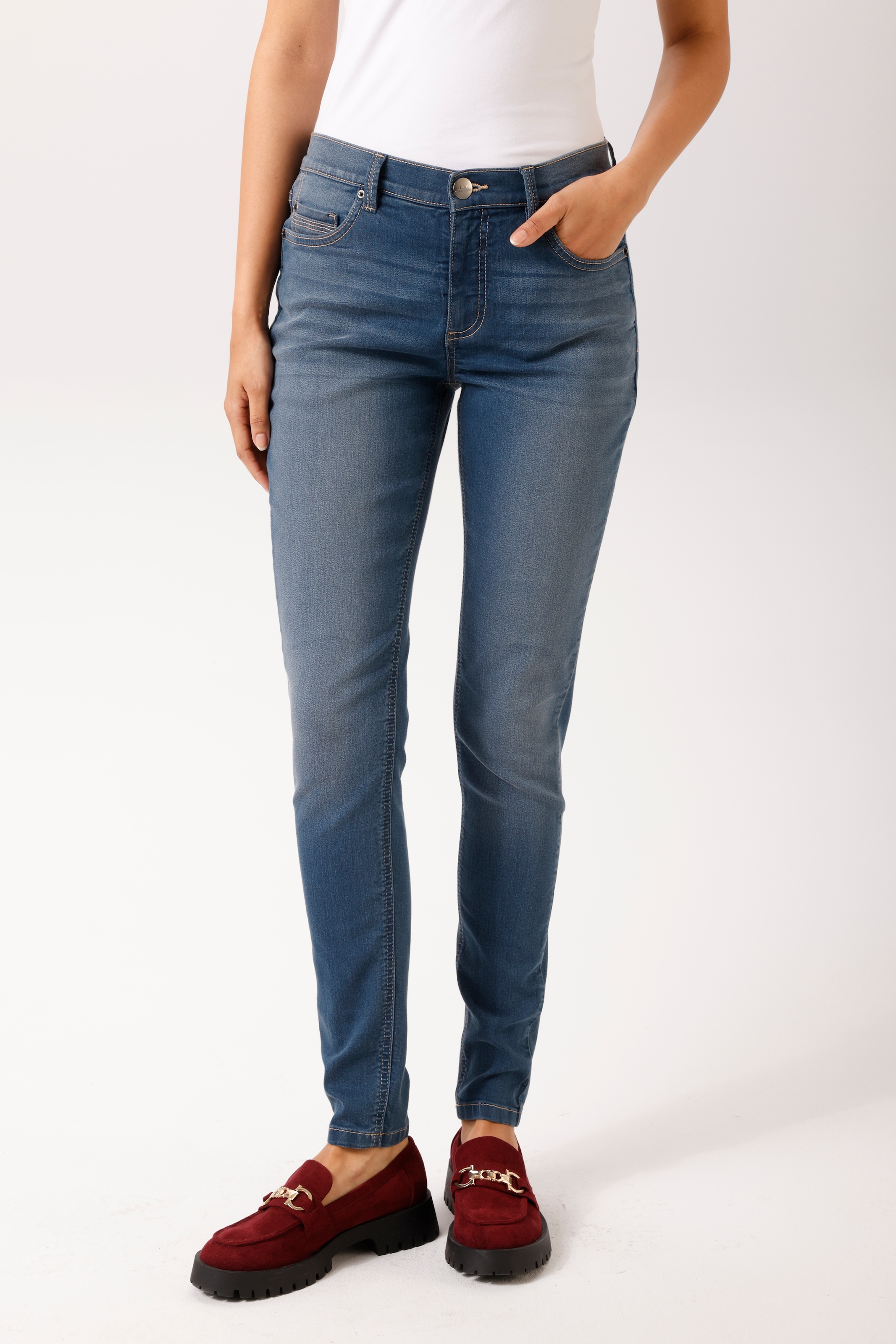 Aniston CASUAL Jeans skinny en lavage usé tendance - NOUVELLE COLLECTION