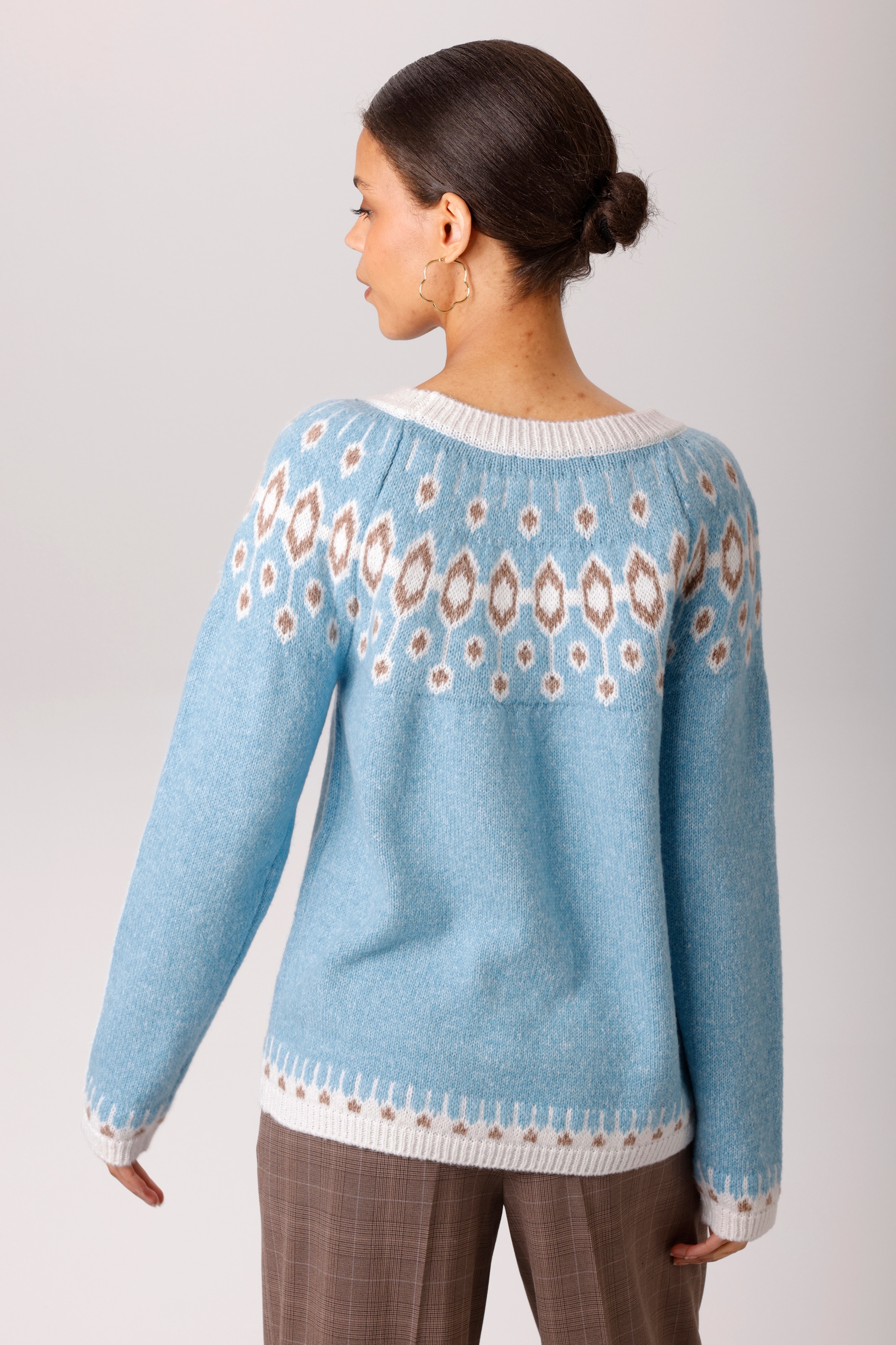 Aniston CASUAL Pull en tricot avec motif norvégien harmonieux en couleurs - NOUVELLE COLLECTION