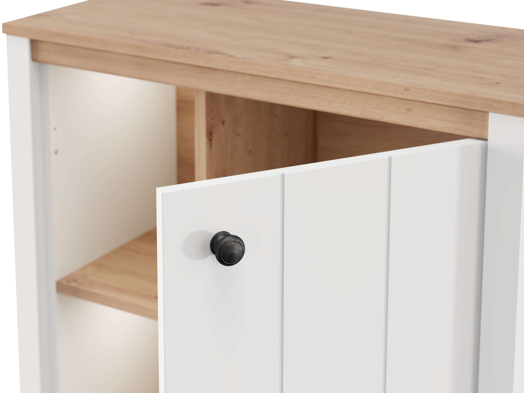 Home affaire Buffet haut »BEDFORD, Hochkommode, Vitrine, Glasvitrine, Kombi-Highboard« Profil MDF 2D recouvert, marquage à chaud