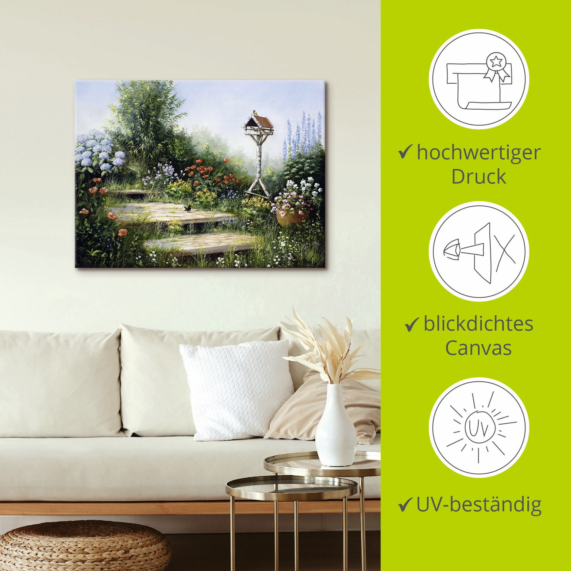 Artland Leinwandbild »Lieder der Vögel« Garten 1 Stk. tlg. auf Holzrahmen gespannt