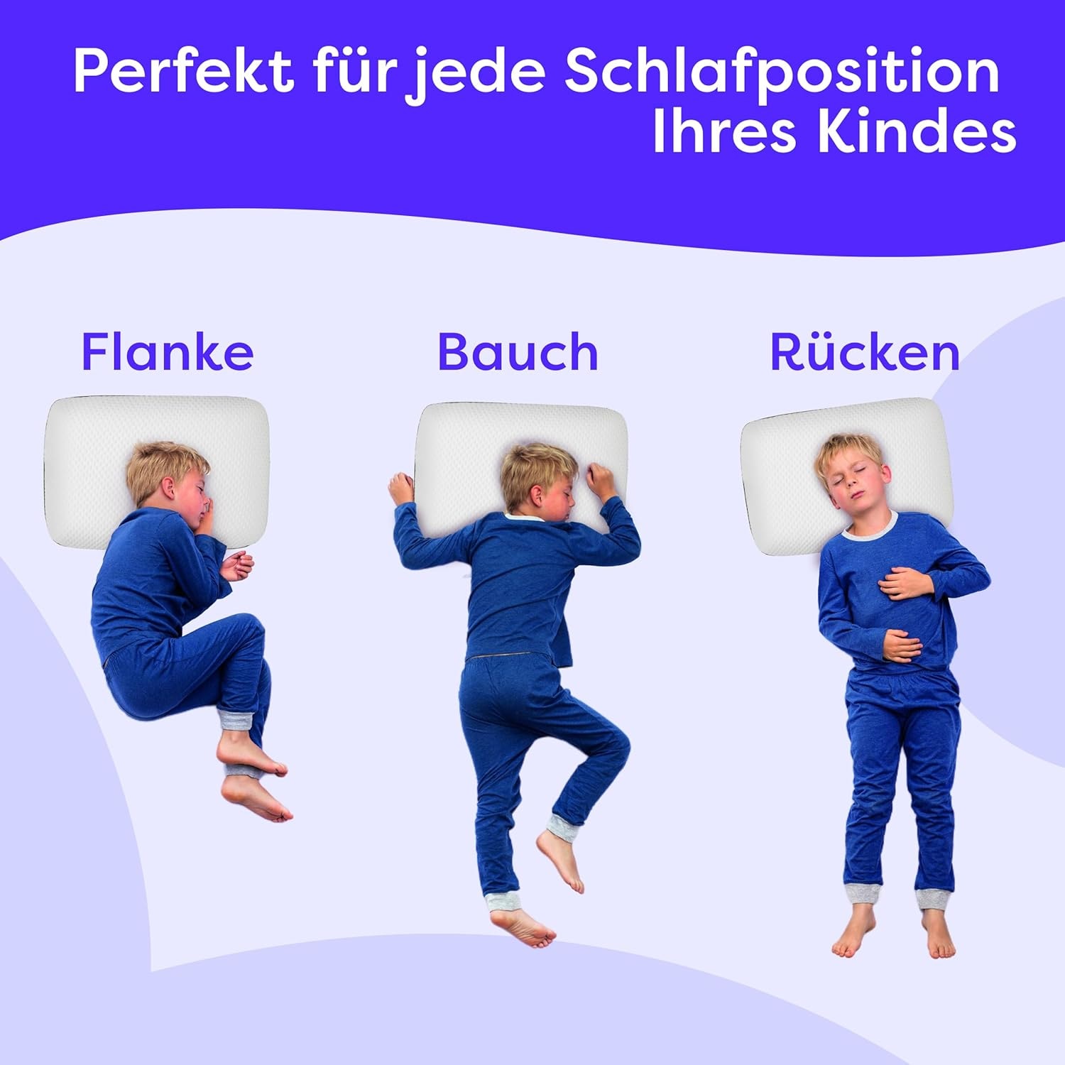 Wolkenfeld Oreiller pour bébé »Eron Kinderkissen« Weiches und Atmungsaktives Kinderkopfkissen - Natürliches Memory Foam