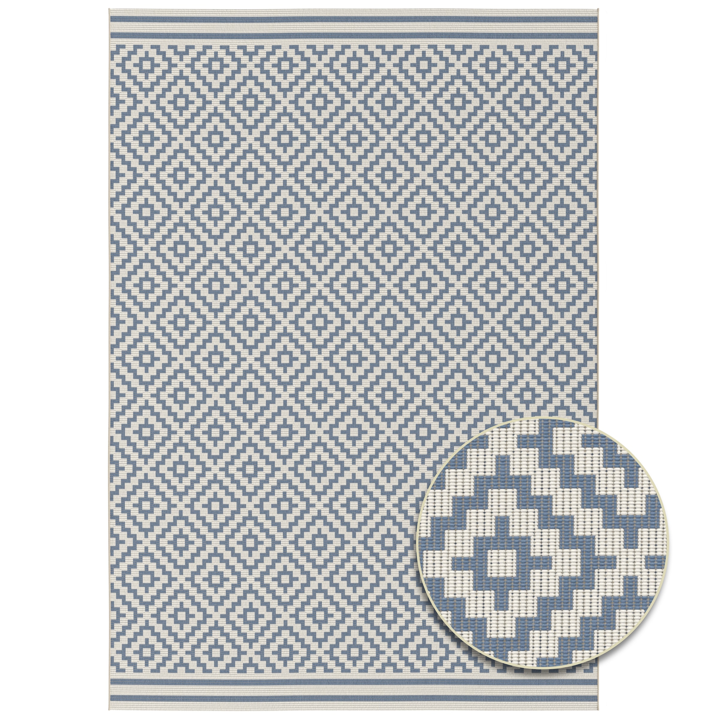 Primaflor-Ideen in Textil Teppich »Outdoorteppich ELDORADO Quadra« rechteckig 4 mm Höhe Flachgewebe, Rauten, Scandi, In- und Outdoor geeignet, wasserfest
