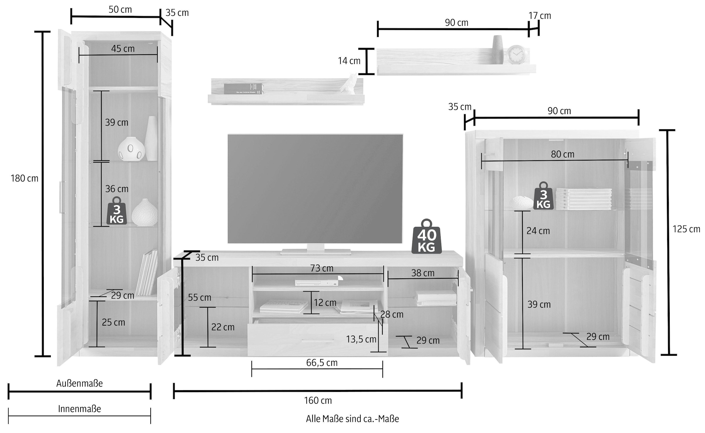 Home affaire Meuble mural »Ribe Wohnwand Set-5 St.« Set, 5 cuis tlg.