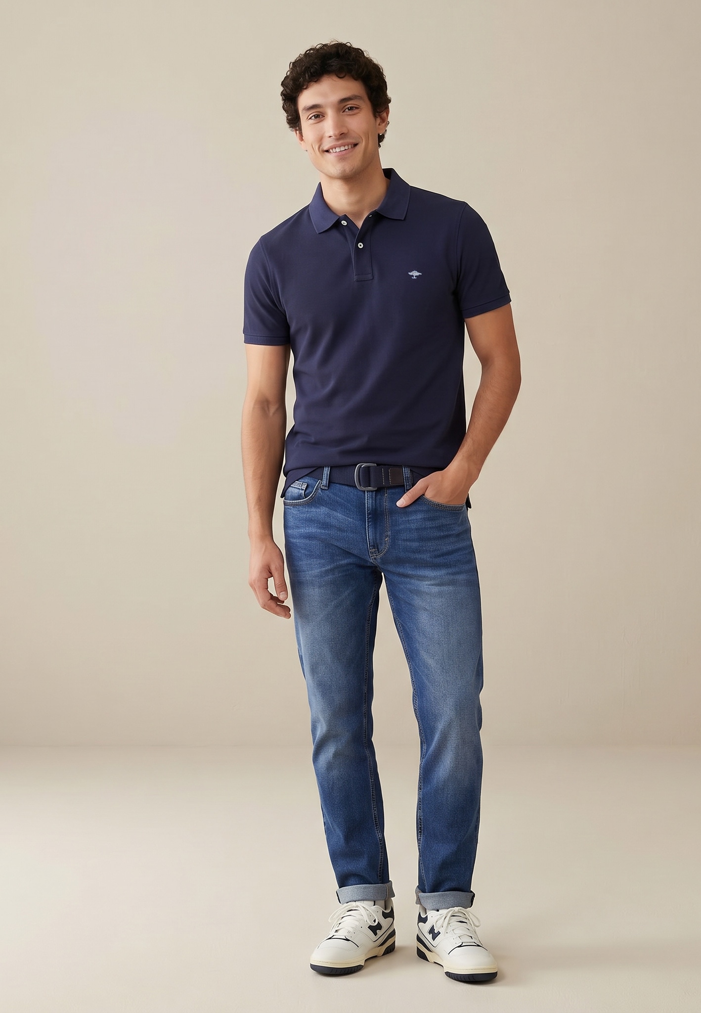 FYNCH-HATTON Polo coupe normale, col polo 2 boutons, en coton