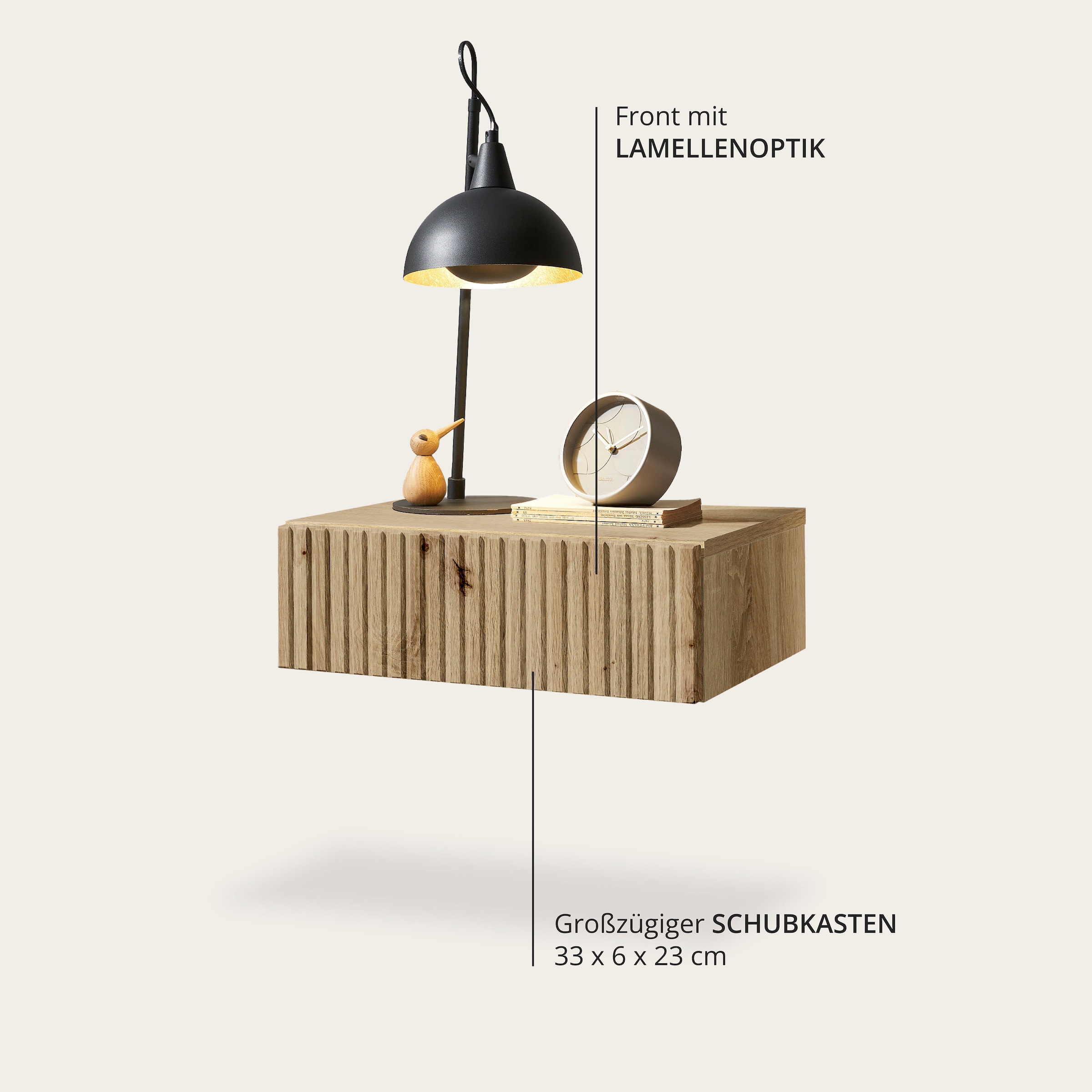 Schlafkontor Table de nuit »Taboni Nachttisch, Nachtkonsole mit Push-to-open« Wandmontage