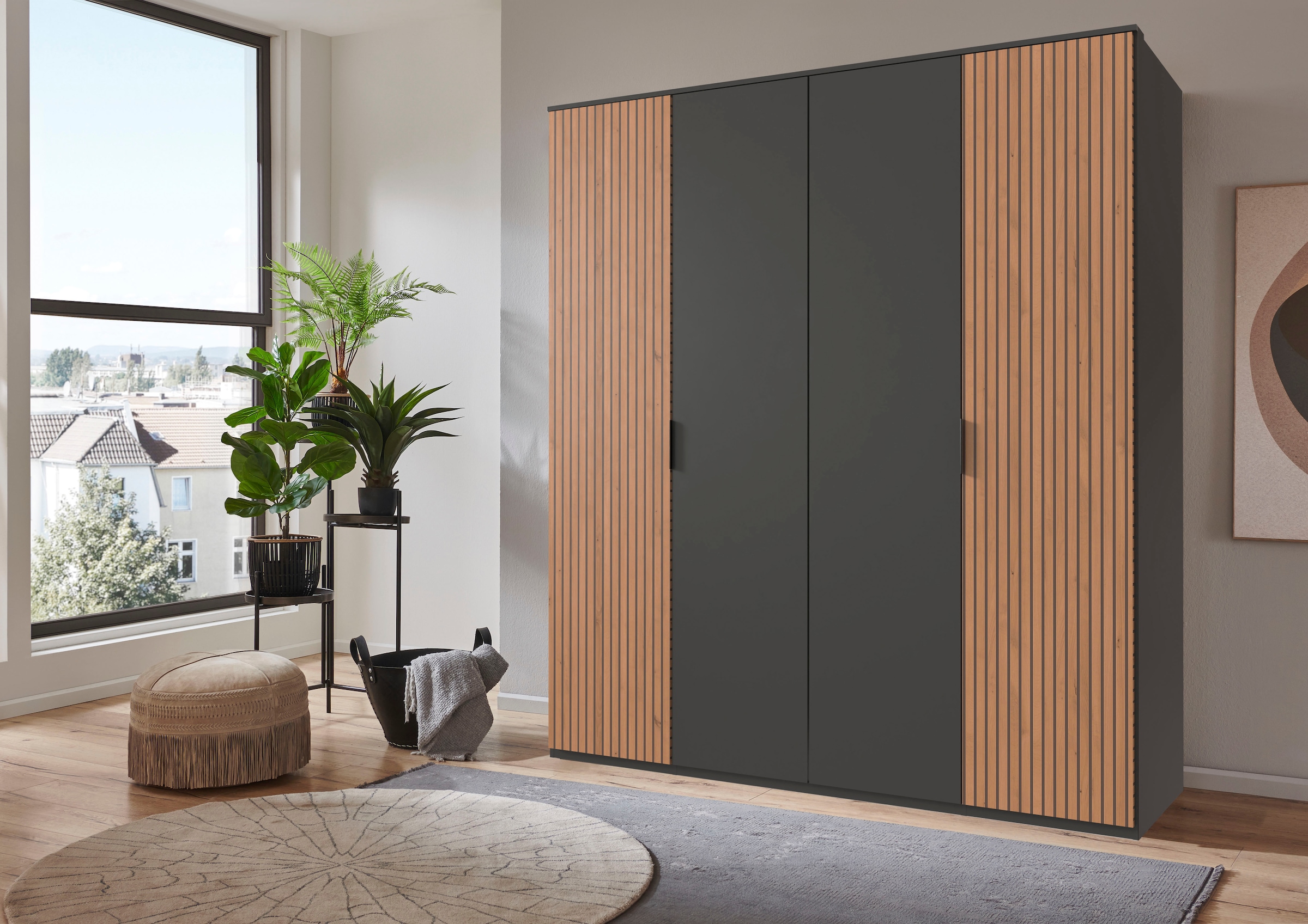 Wimex Drehtürenschrank »Tunis« inklusive Kranzleiste, Türen in Lamellen Optik