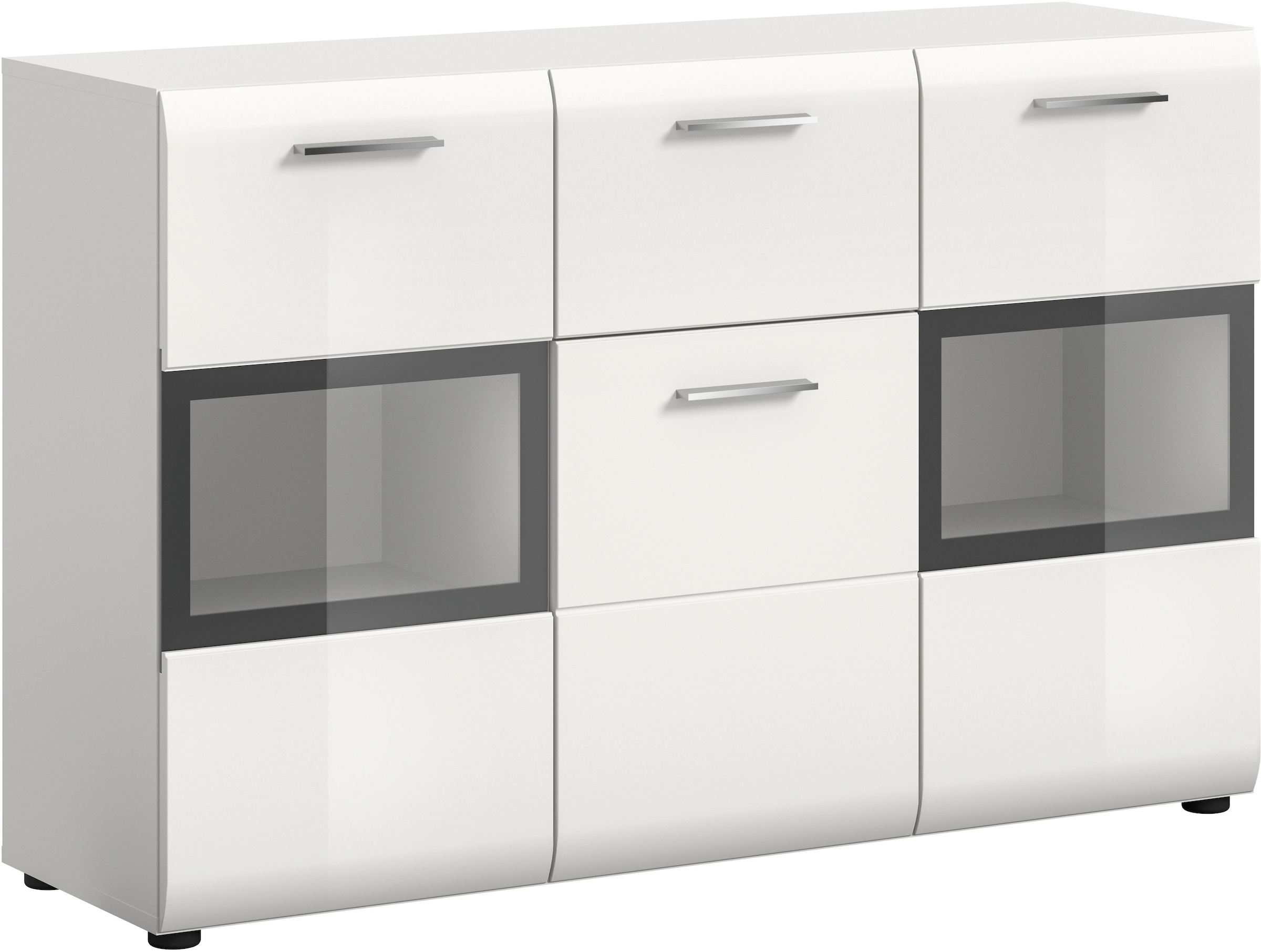 Home affaire Sideboard »FLORENZ, hochwertige MDF-Front,Rillenfräsung,2 Glastüren,1 Schublade« 1 cuis tlg. Sideboard, Anrichte, Wohnzimmerschrank