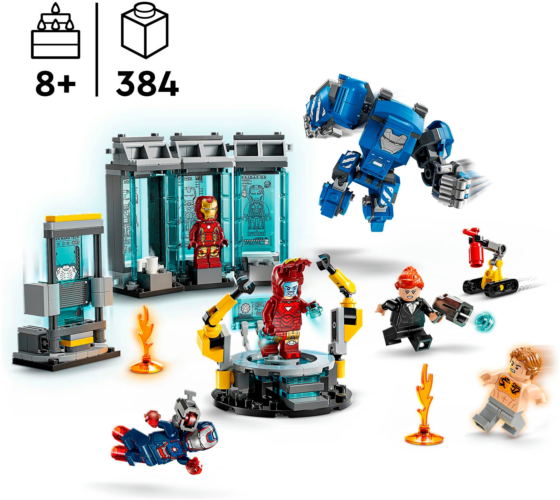 LEGO® Konstruktionsspielsteine »Iron Mans Labor: Halle der Rüstungen (76315), LEGO Super Heroes« Made in Europe