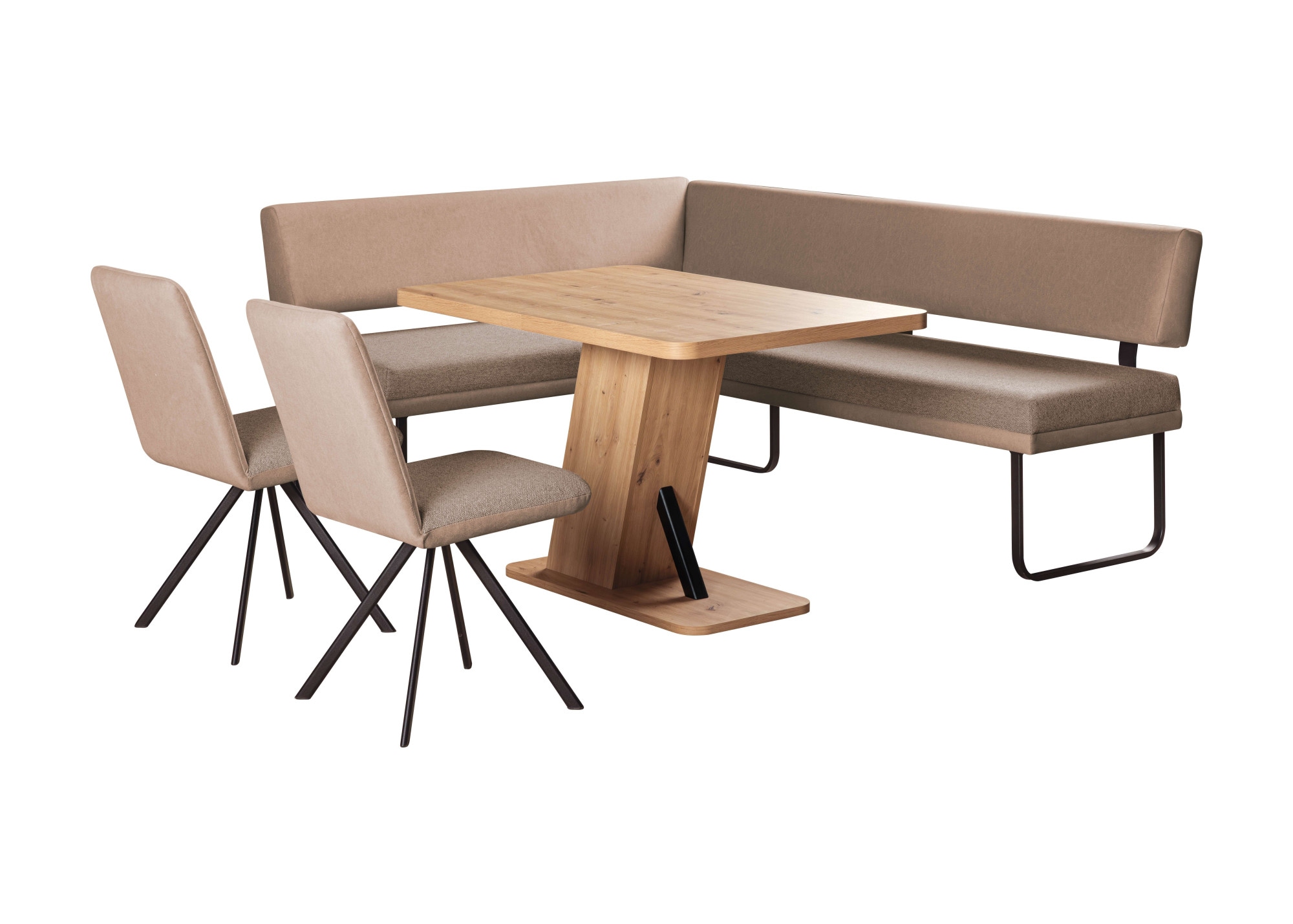 GOODproduct Eckbankgruppe »Gabi Essecke, Sitzgruppe, Eckbankgruppe, Küchenbankgruppe« Set, 4tlg, 4 tlg. tlg. Gestell aus matt-schwarzem Flachmetall, stabil, 2-Stoff-Design