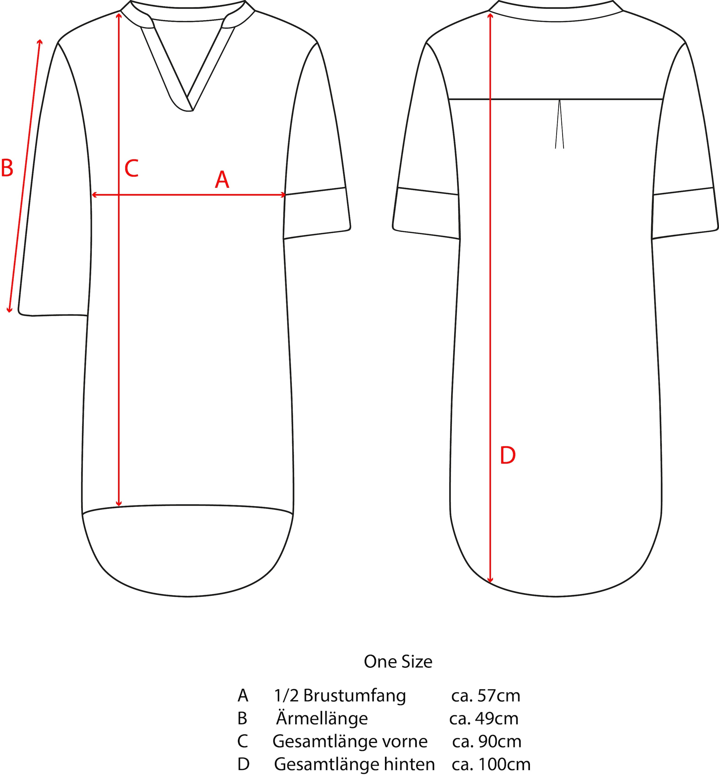 Zwillingsherz Blouse à enfiler »"Rom"« dos allongé, col en V, manches retroussées, mousseline