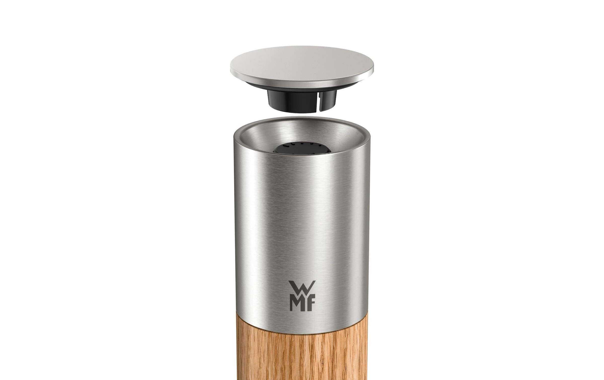 WMF Gewürzmühle »Nature Pro Edelstahl« Keramikmahlwerk, einstellbarer Mahlgrad, Aromaschutzdeckel, Holz