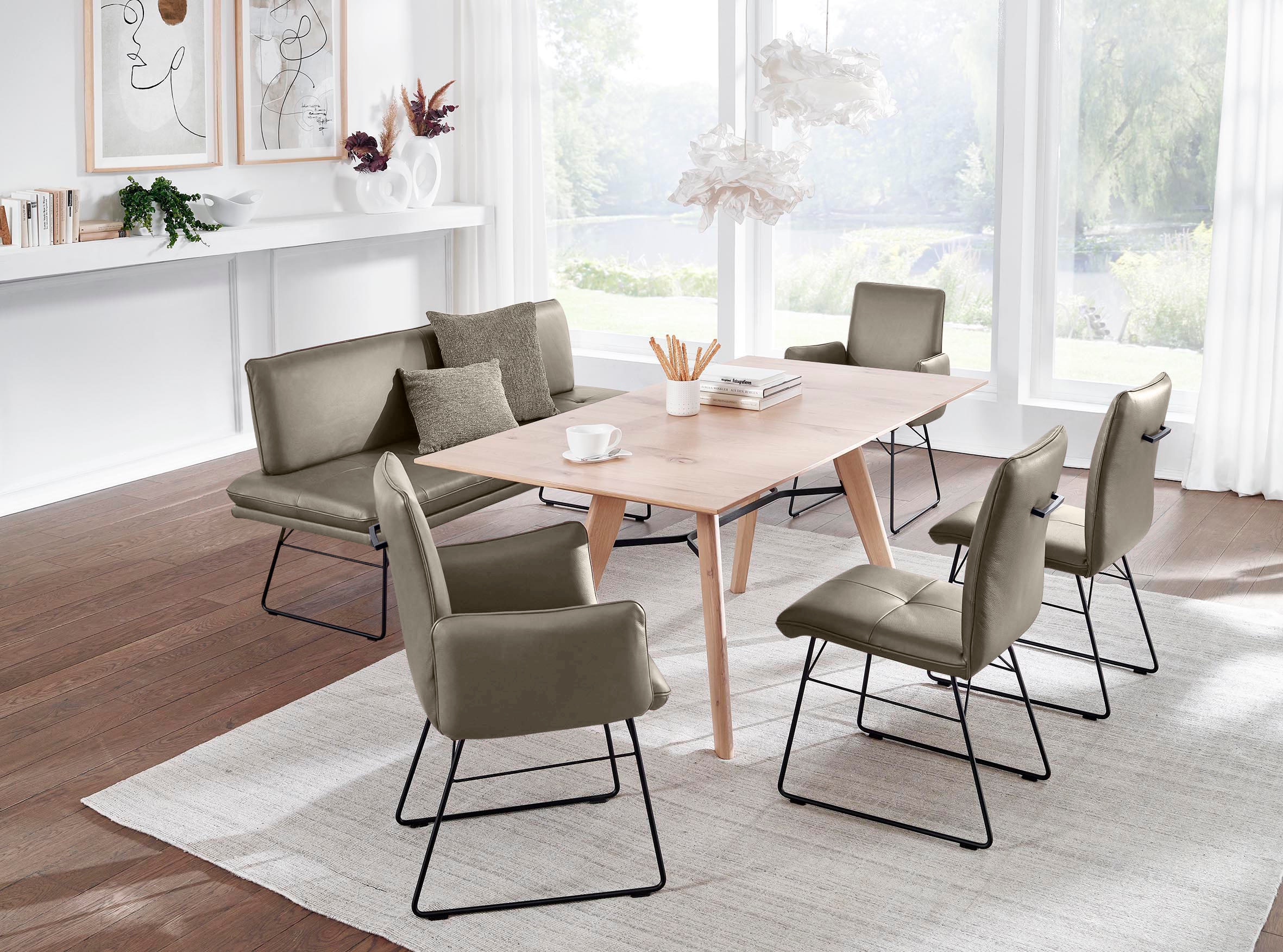 K+W Komfort & Wohnen Ensemble de salle à manger »Giacomo IV« 6 cuis tlg. banc rembourré en 2 tailles, 2 chaises à patins, 2 chaises avec accoudoirs et 1 table