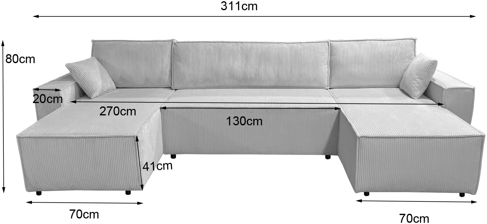 GOODproduct Paysage de salon »CASSI L-Form, 311cm - OTTO. Verlässliche Qualität.« Schlaffunktion (133/200), Boxspring, Bettkasten, Cord, Unser Tiefpreis
