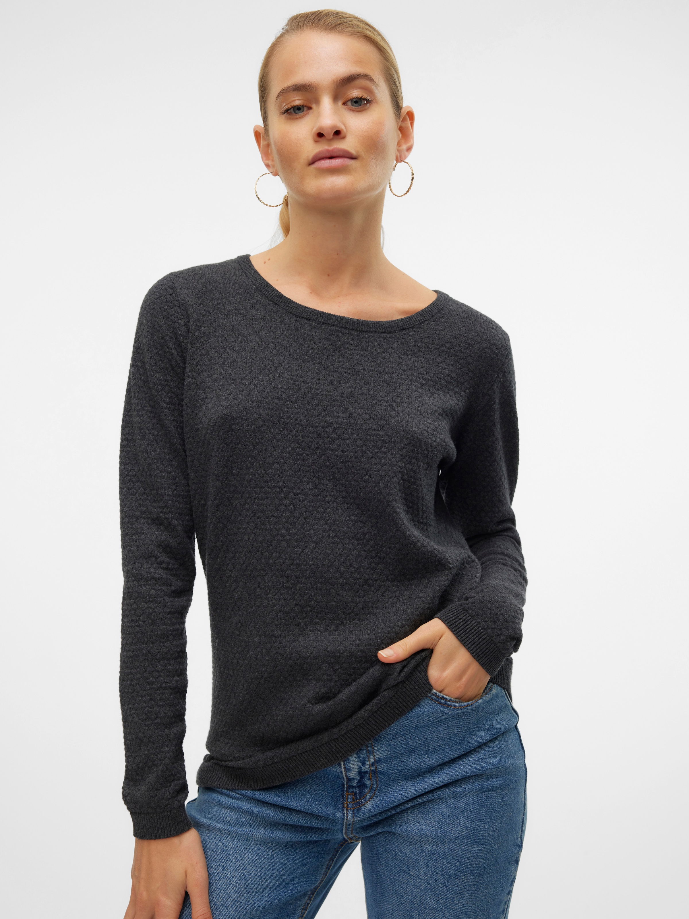 Vero Moda Pull à col rond »VMCARE STRUCTURE LS O-NECK BLOUSE« en coton
