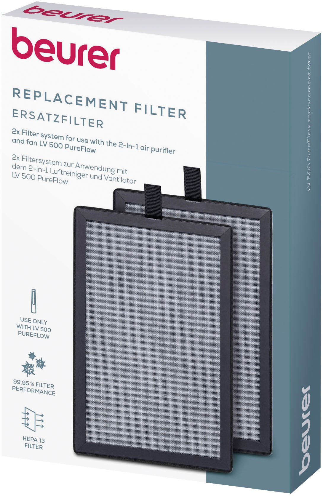 BEURER Filtre HEPA »LV 500 Ersatzfilter, für frische und kühle Luft« 2 cuis tlg. Luftreinigung durch ein 3-schichtiges Filtersystem