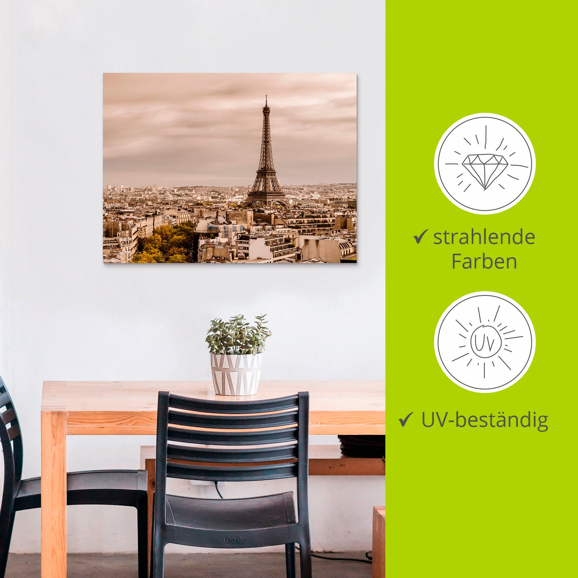 Artland Wandbild »Paris Eiffelturm I« Frankreich 1 Stk. tlg. als Alubild, Outdoorbild, Leinwandbild, Wandaufkleber, versch. Grössen