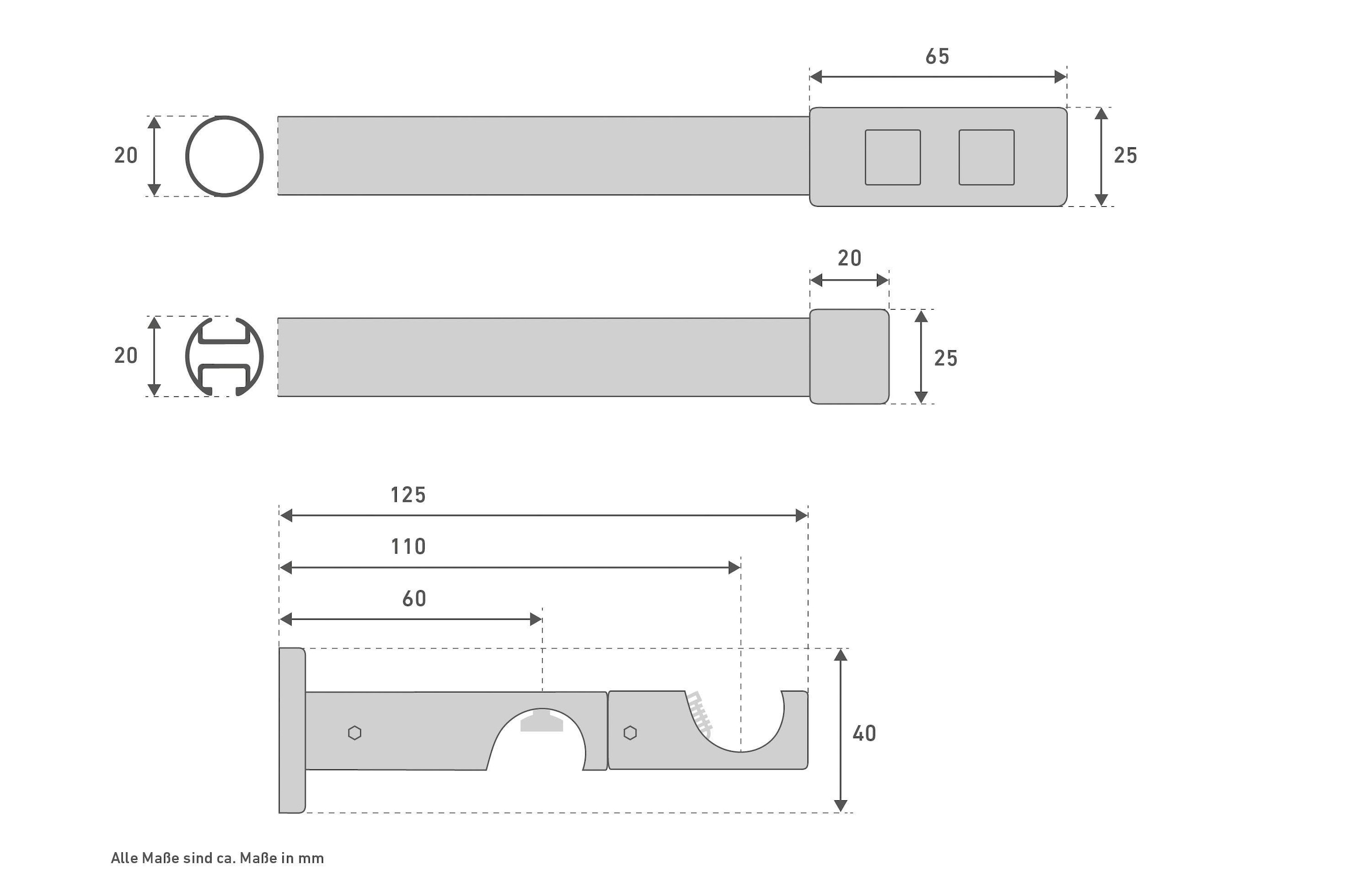 Good Life Tringle à rideaux combinée »Cartucho« Ø 20 mm 2 läufig-läufig Fixmass