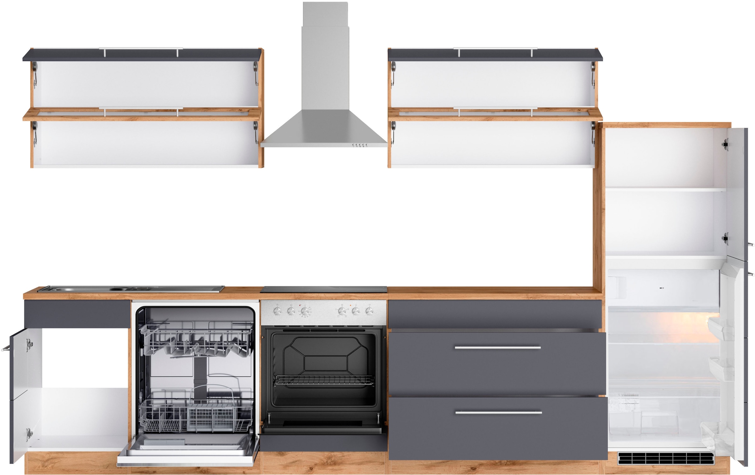 KOCHSTATION Kitchenette »KS-Wien« largeur 330 cm, option avec appareils électriques