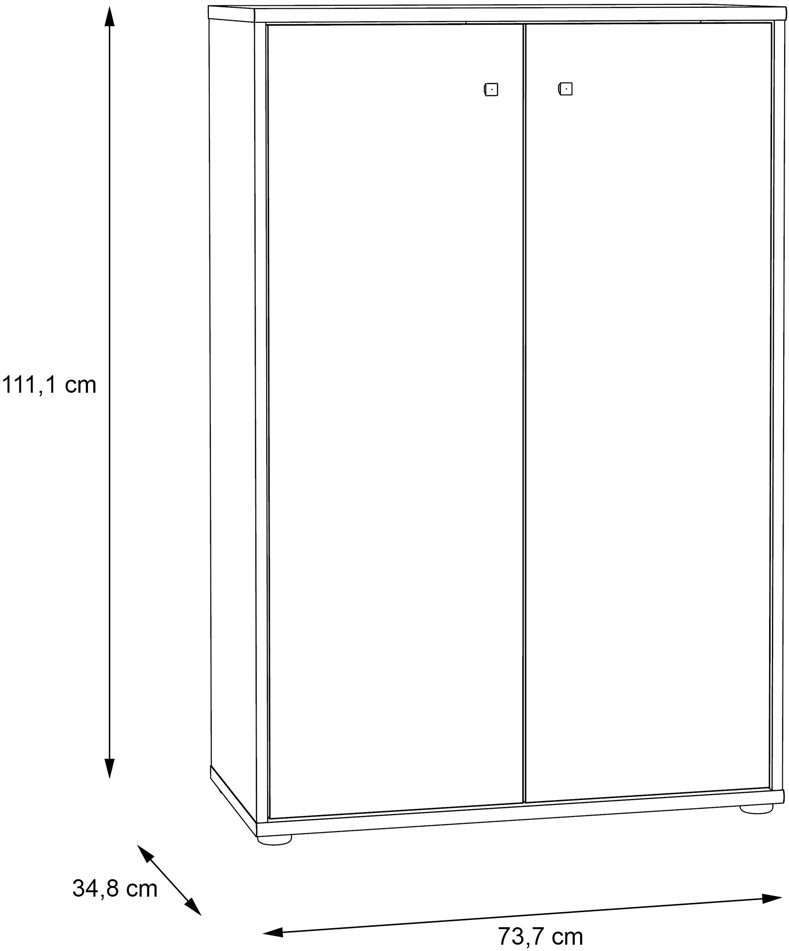FORTE Commode »Tempra, Kommode, 2 Türen,  viel Stauraum, Höhe 111,1 cm«