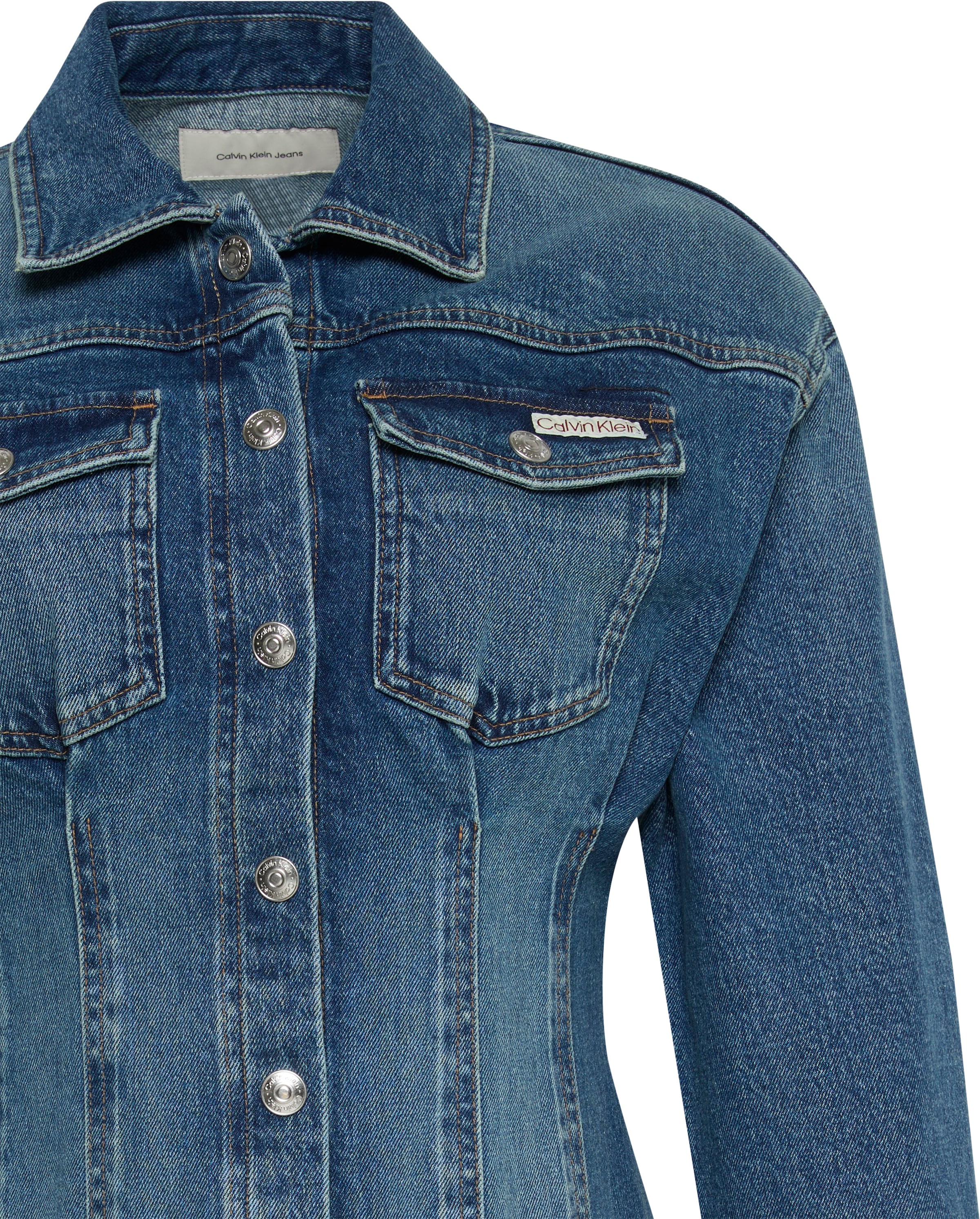 Calvin Klein Jeans Robe en jean »LS DENIM MINI DRESS« Mit Rundhalsausschnitt, figurbetont