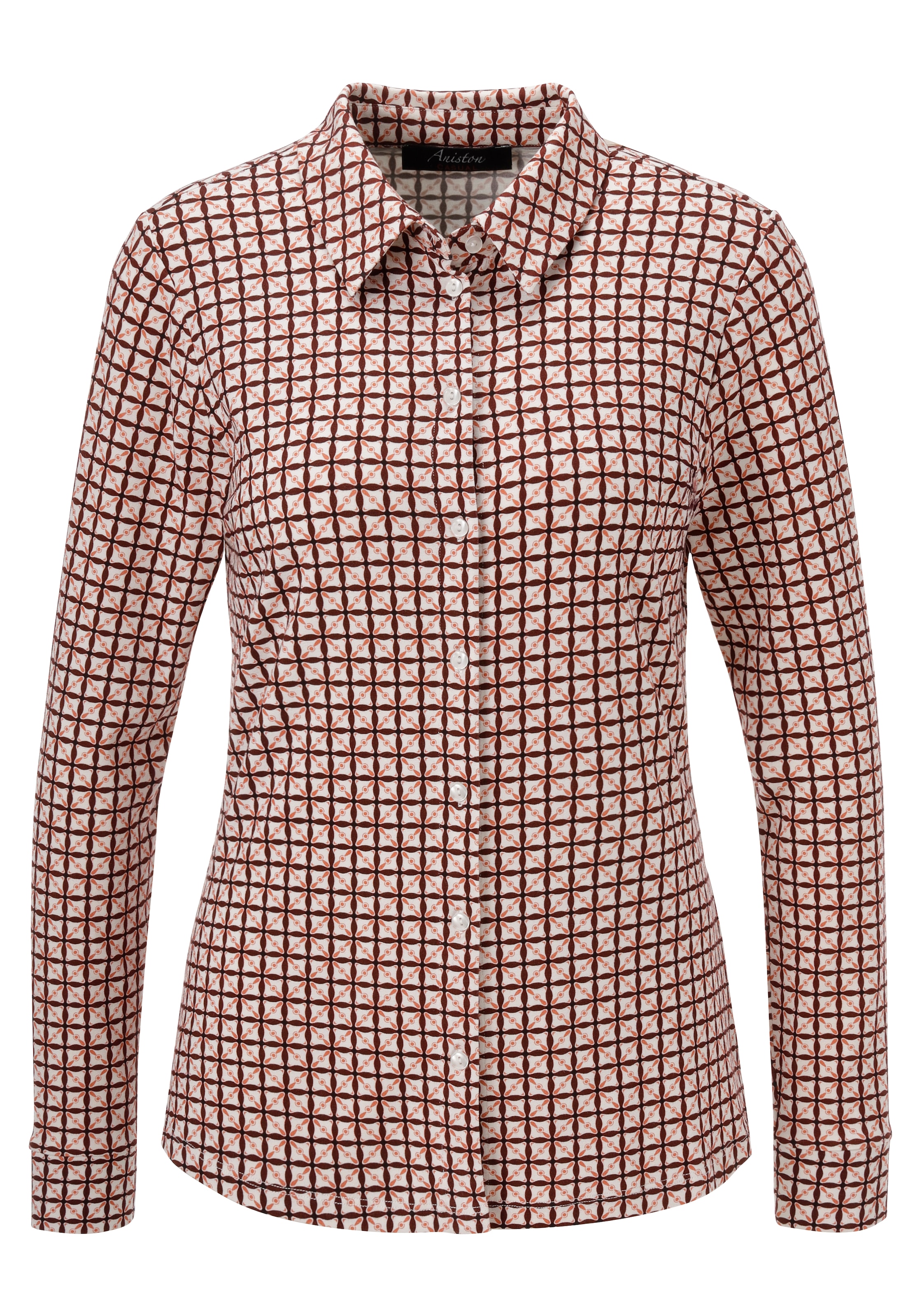 Aniston CASUAL Hemdbluse mit farbharmonischem Retro-Muster - NEUE KOLLEKTION