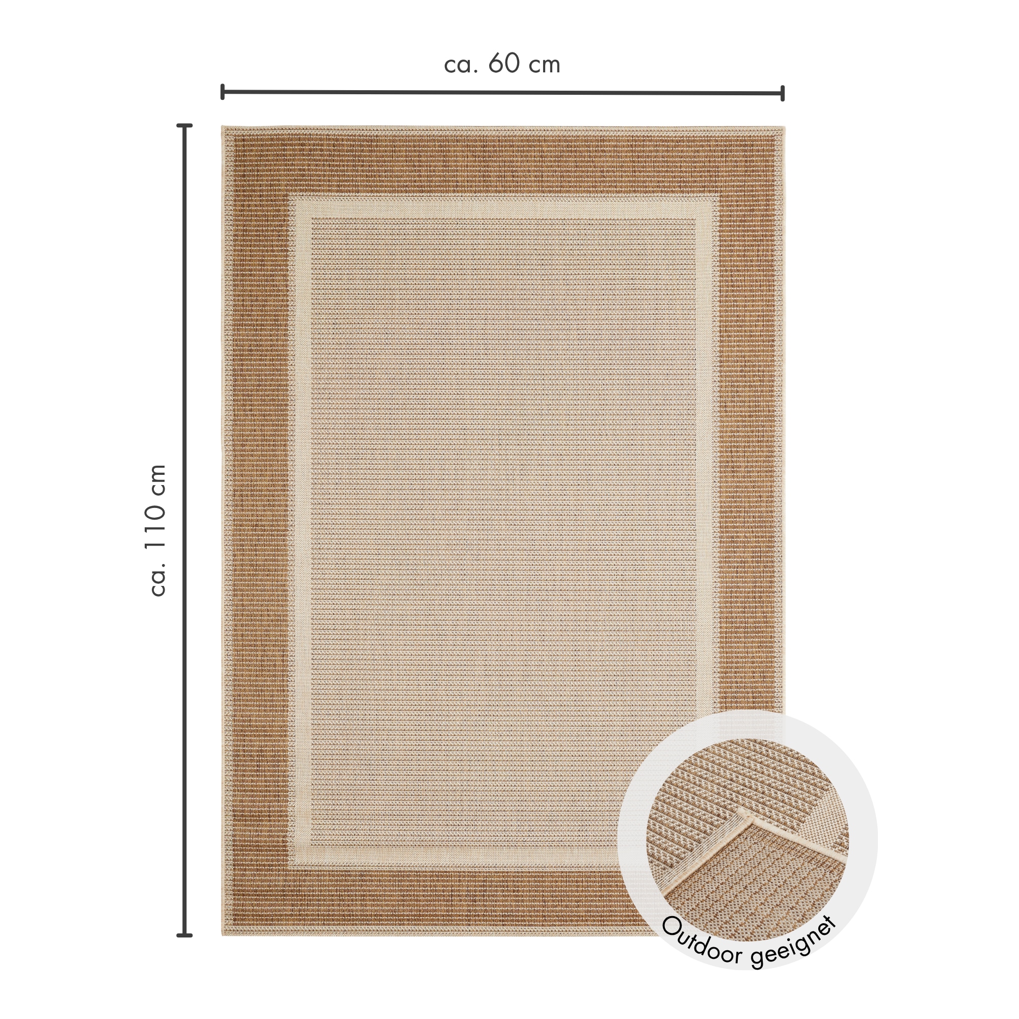 Andiamo Tapis »ARIZONA 2« Rectangulaire 5 mm Höhe tissu plat, avec bordure, adapté intérieur et extérieur, résistant aux intempéries