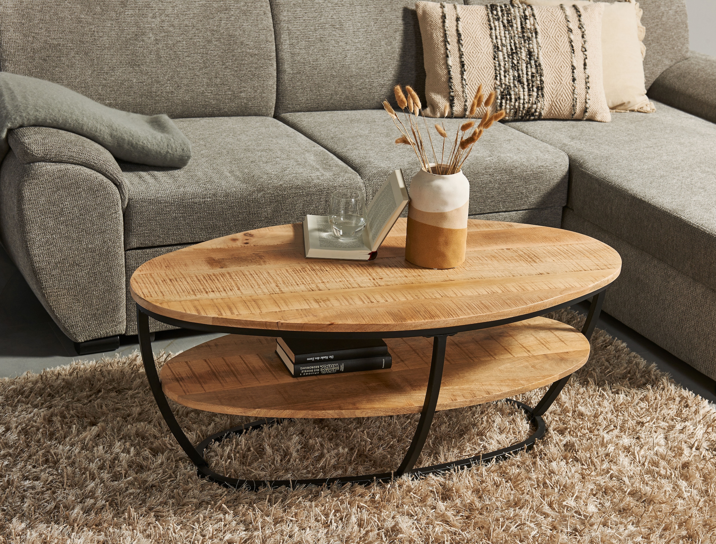 Stolkom Table basse »Jambi 2 B/H/T 110x44x60 cm« 1 cuis tlg. Mangoholz, Oberfläche uneben