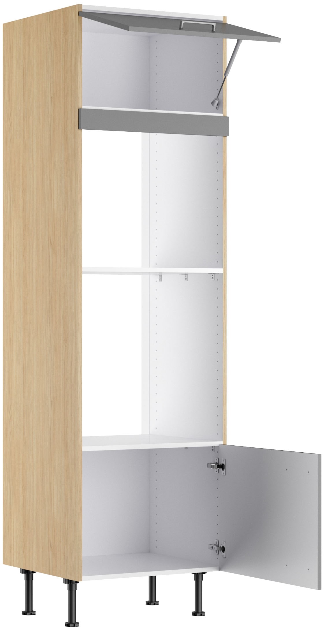 KOCHSTATION Armoire pour micro-ondes »KS-Lucy« Breite 60 cm, mit 1 Tür, 1 Klappe, Soft-Close, höhenverstellbare Füsse