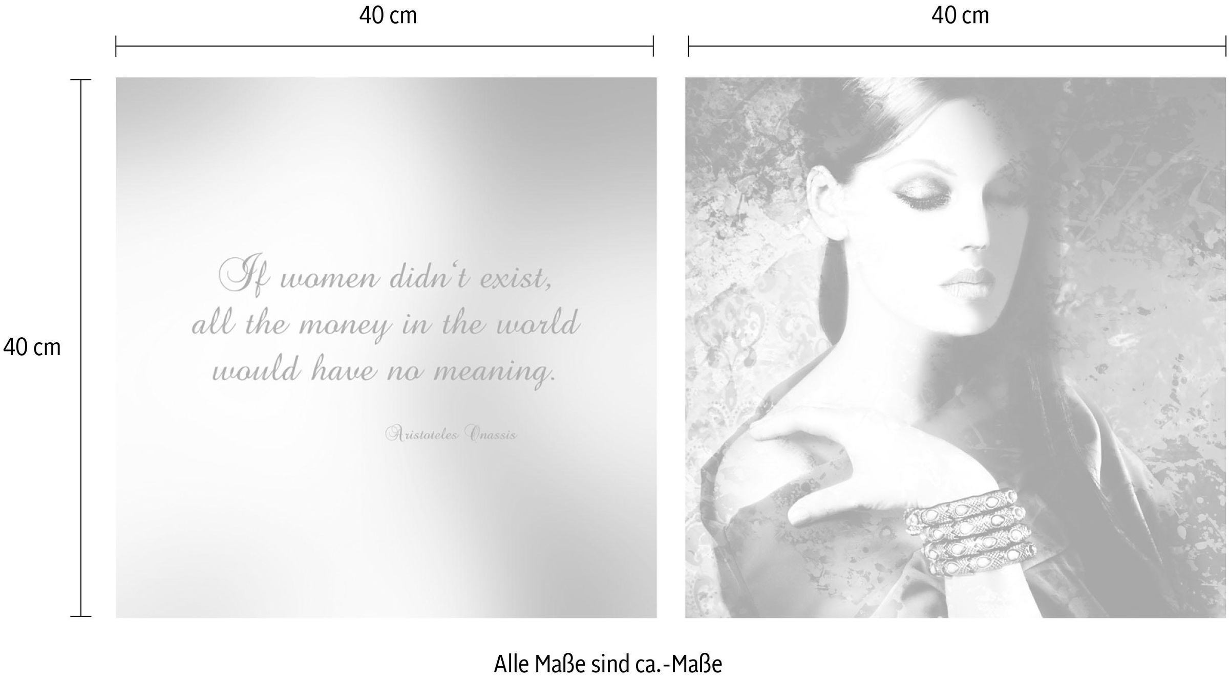 queence Tableau sur toile »Money« Set,  Premium-Leinwandstoff, Handarbeit aus Deutschland, Zitat, 2er Set