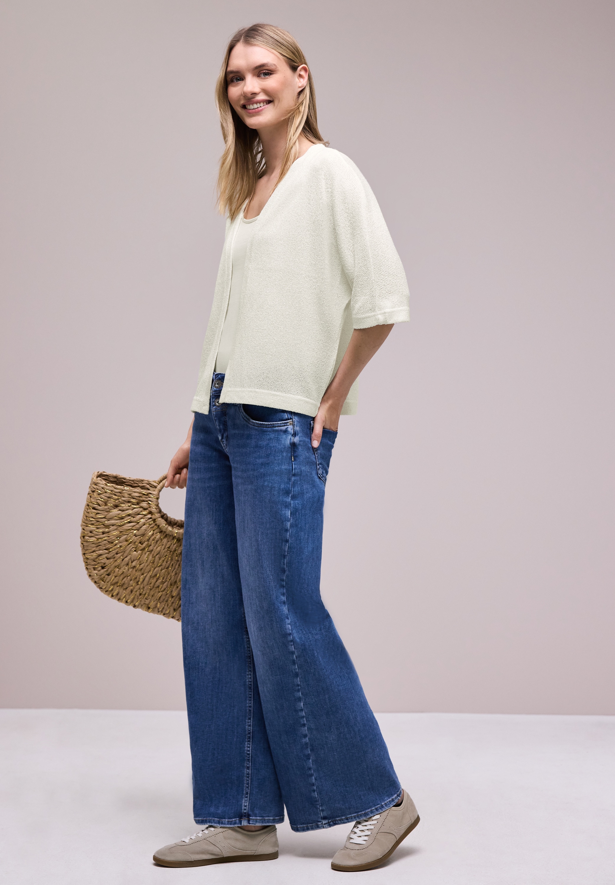 STREET ONE Veste en tricot Veste manches courtes style tricot avec paillettes