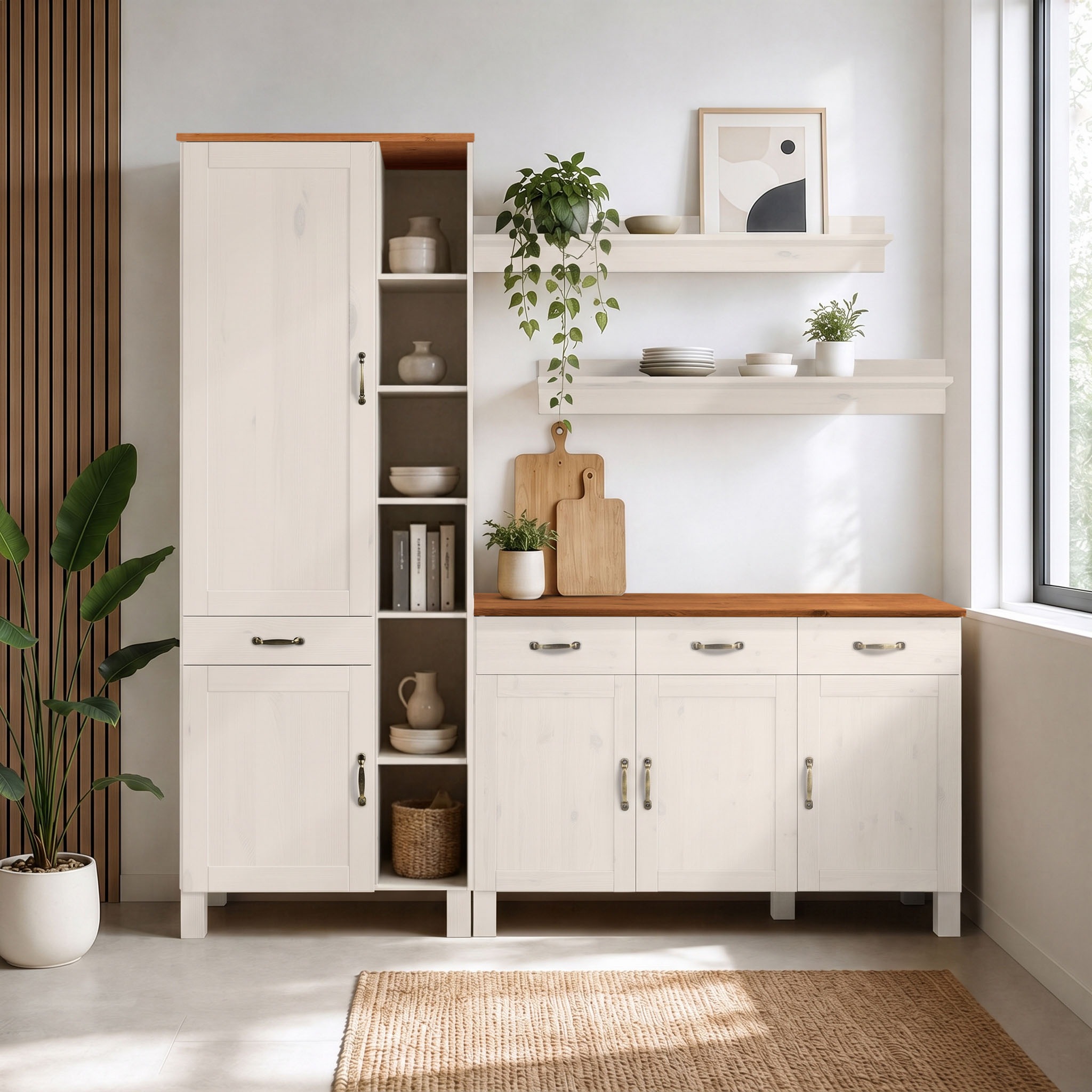 Home affaire Armoire haute »Alby« Largeur 75 cm, 2 portes, 1 tiroir, 6 compartiments ouverts
