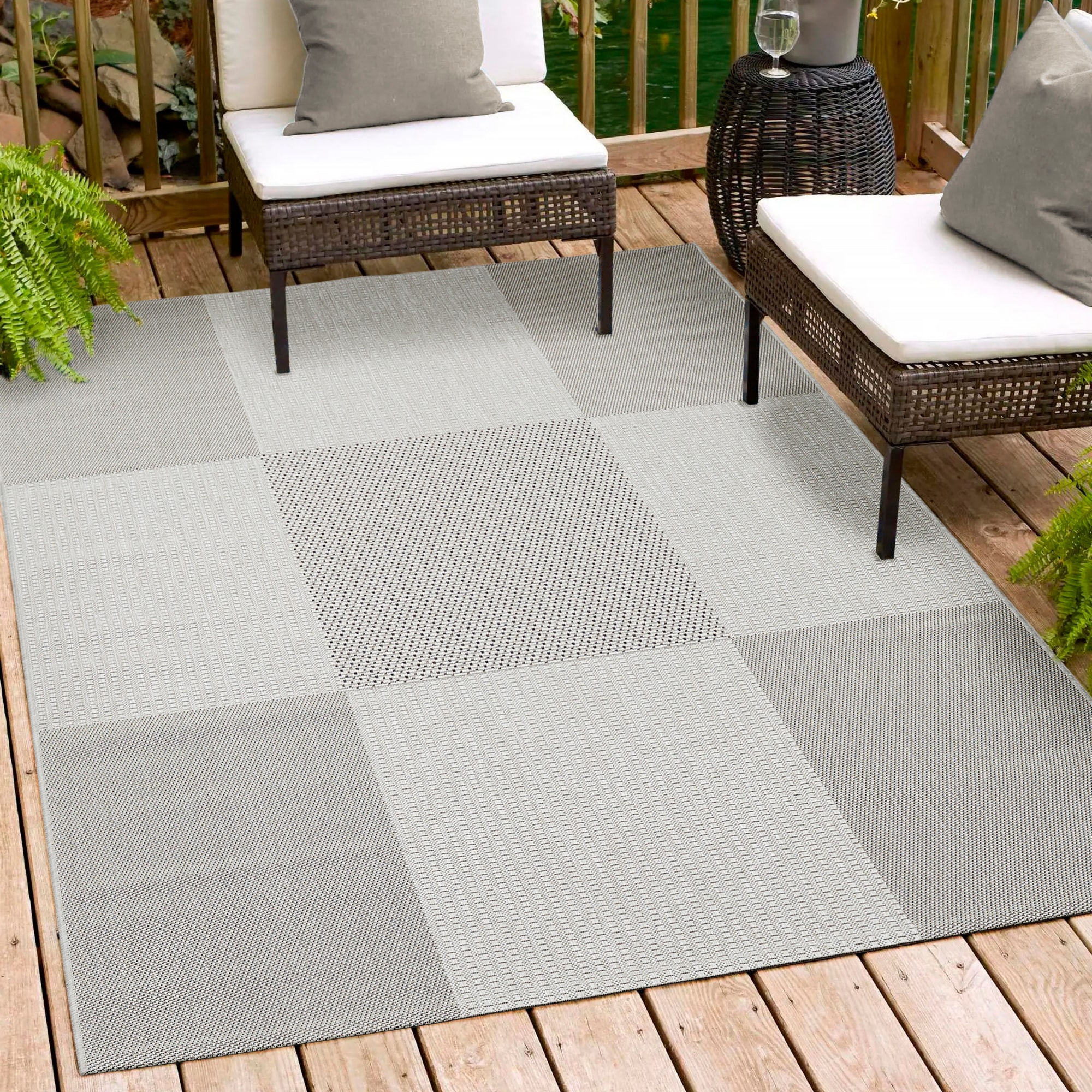 Andiamo Tapis »ARIZONA1« Rectangulaire 5 mm Höhe Flachgewebe, kariertes Muster, In- und Outdoor geeignet, wetterfest