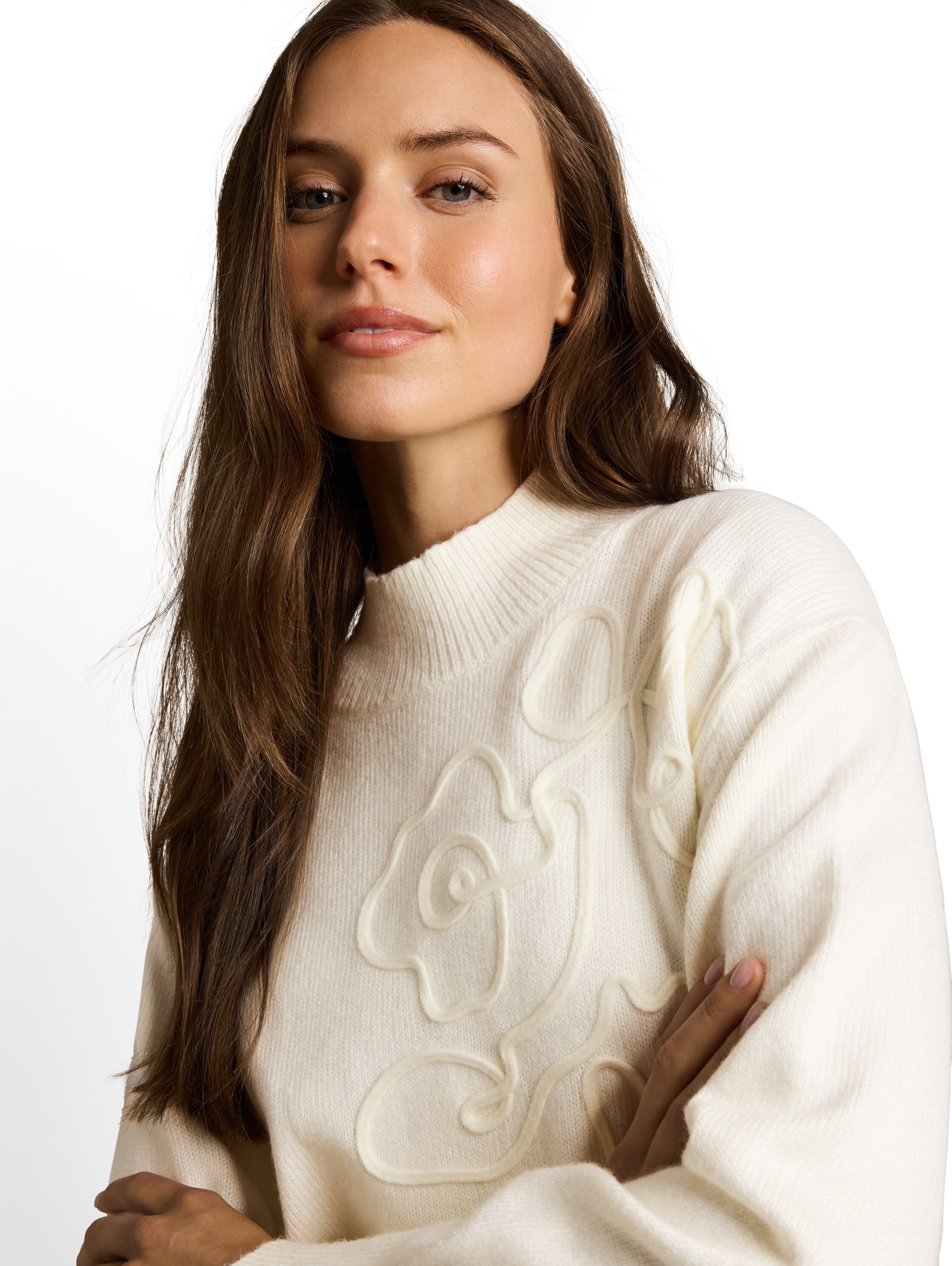 TOM TAILOR Strickpullover »Oversized« Florale 3D-Applikation