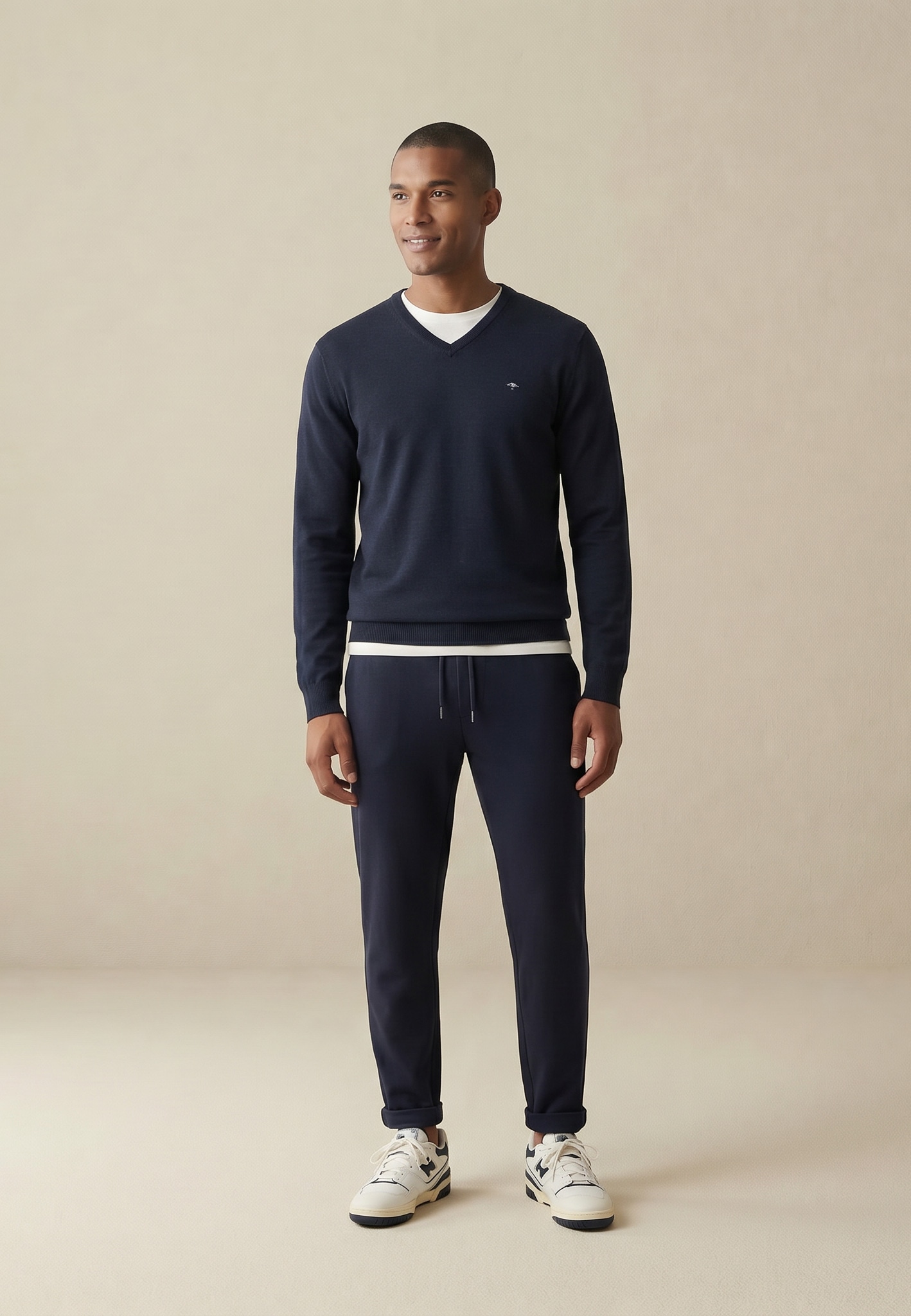 FYNCH-HATTON Pull en tricot »FYNCH-HATTON Pullover mit V-Kragen« en coton, col en V, coupe confortable