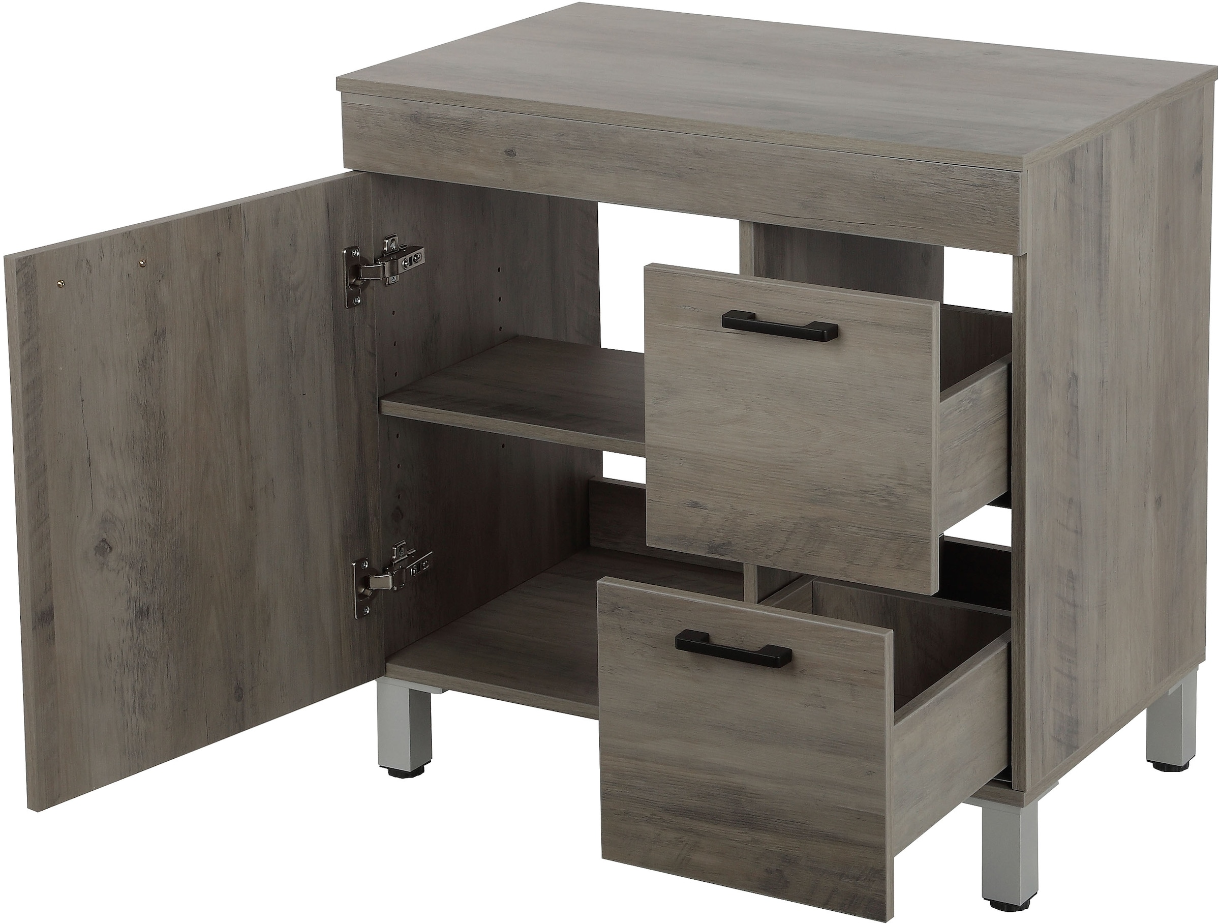 welltime Waschtisch »Florenz, Badezimmerschrank,Badschrank« Stauraum Waschtisch, 2 Schubladen und 1 Tür