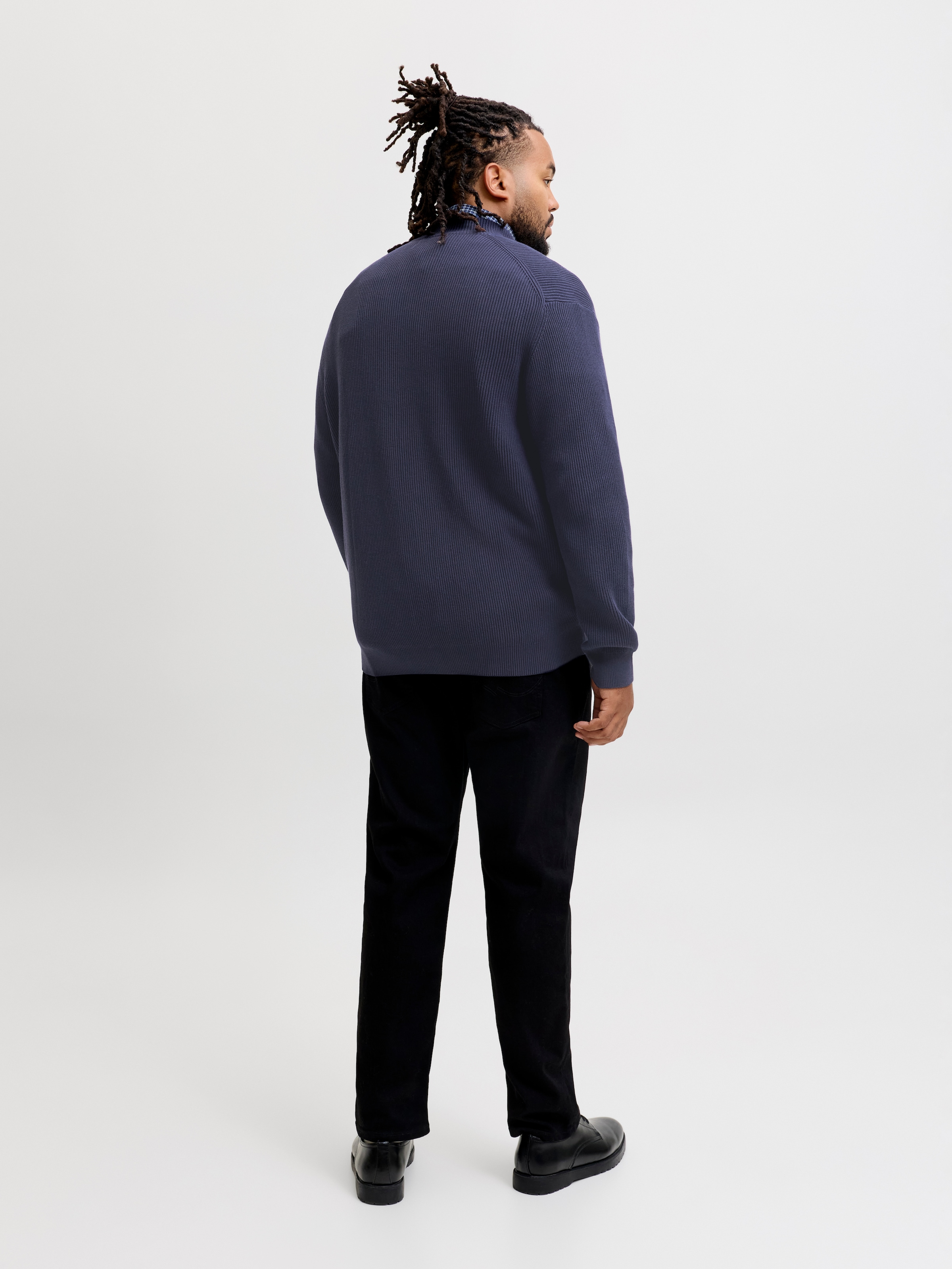 Jack & Jones PlusSize Veste en tricot »JJEPERFECT KNIT FULL ZIP CARDIGAN SN PLS« mélange de coton, avec col montant